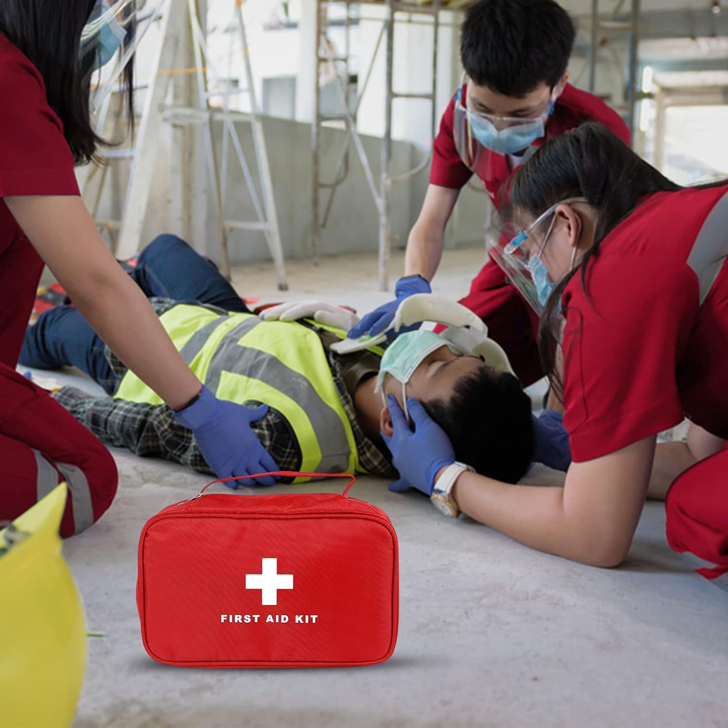 AOUTACC Bolsa de primeros auxilios vacía, impermeable, duradera, bolsa vacía con cremallera, bolsa de emergencia para primeros auxilios para el