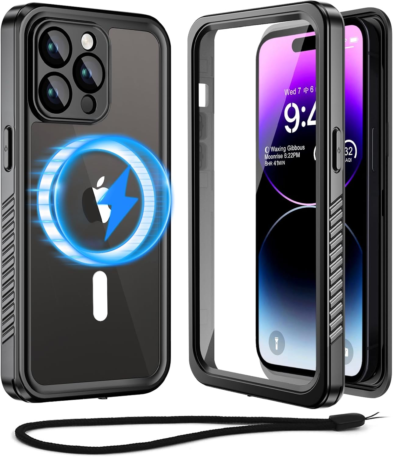 Unitedtime – Funda magnética para iPhone 14 Pro, impermeable, con protector de pantalla integrado, compatible con MagSafe a prueba de golpes, a