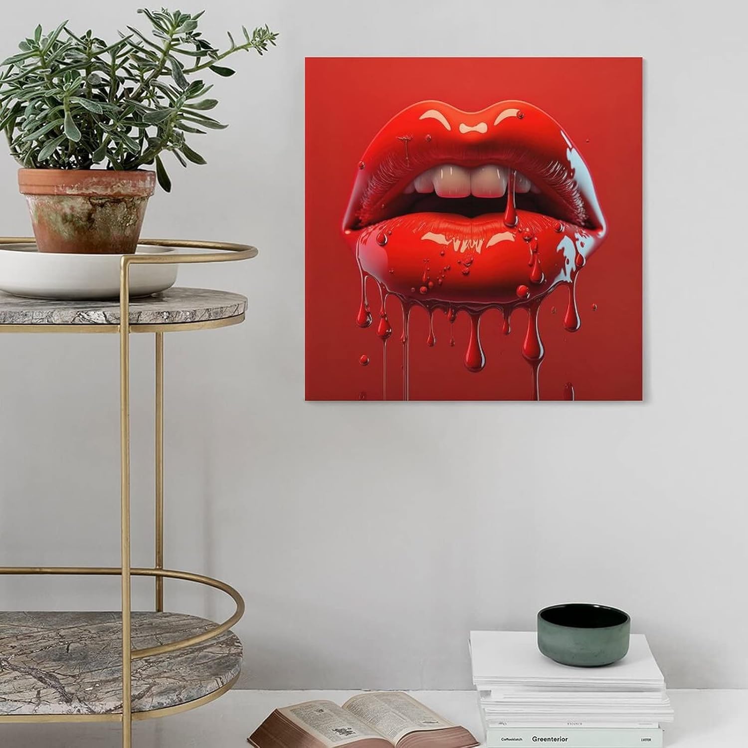 Pósteres estéticos minimalistas con labios rojos, decoración de dientes blancos sexys, arte de pared, arte de pared, lienzo, decoración de pared,
