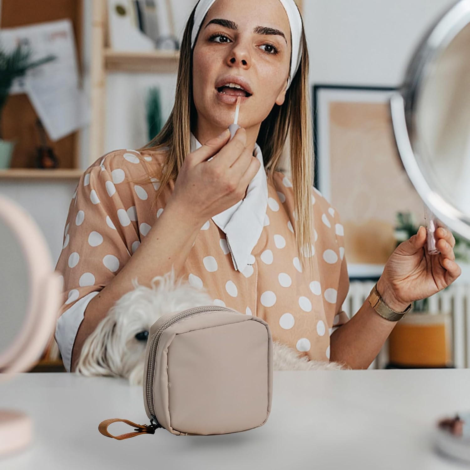 Bolsa de maquillaje bolsa de cosméticos de viaje, bolsa de aseo organizadora, bolsa de accesorios de viaje, Mini Rosa Claro, Todos