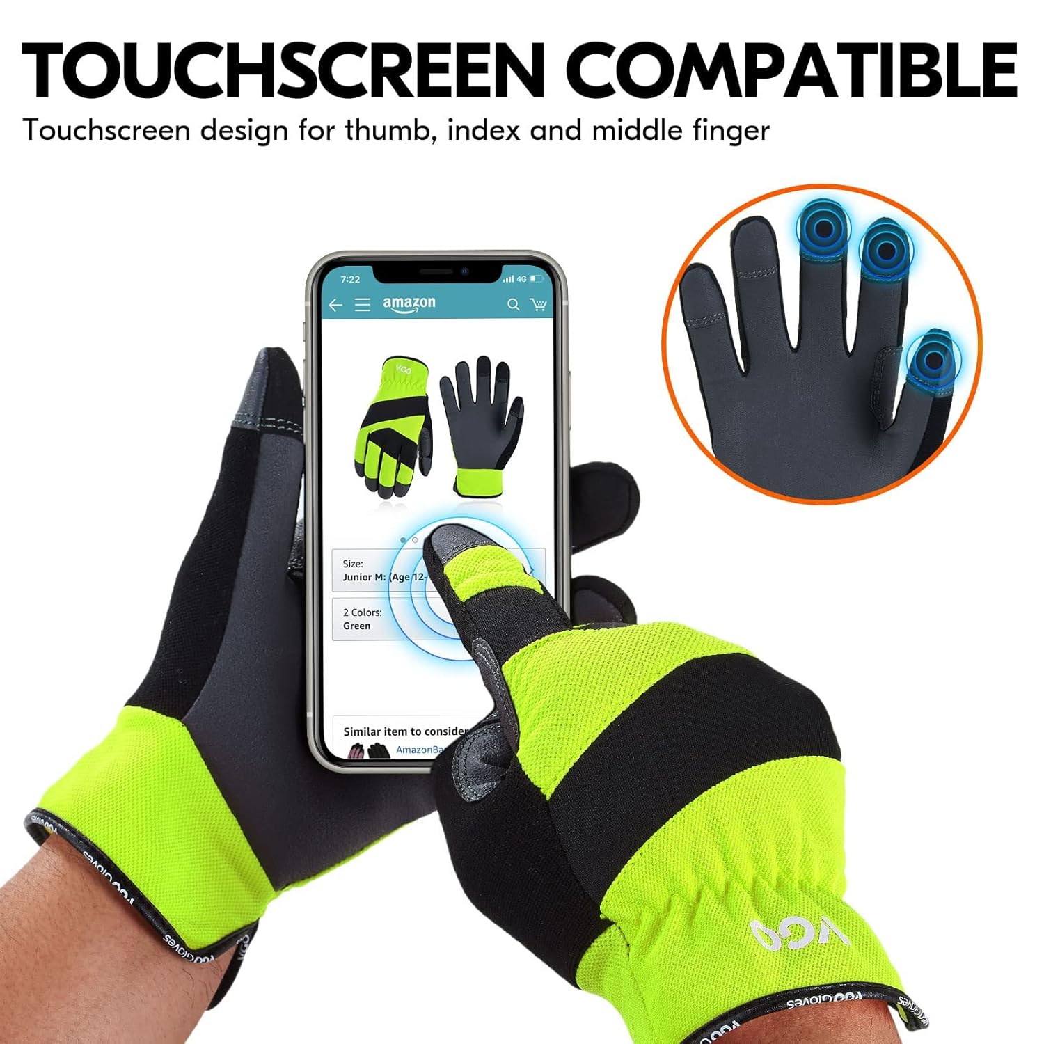 Vgo… 1 par de guantes de trabajo de seguridad, resistencia a la abrasión, guantes de mecánico, guantes de aparejo, ligeros (talla XL, verde,