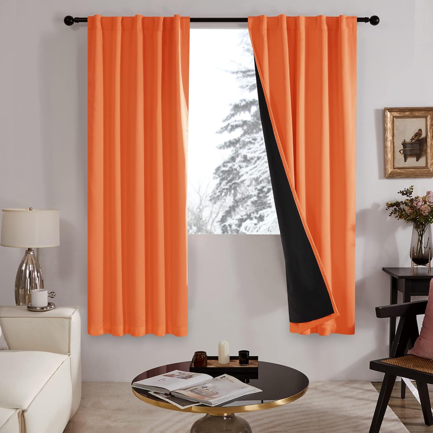 Deconovo Cortinas para sala de estar, opacas, con forro, aislamiento térmico y resistentes, insonorizadas, para interiores y exteriores, 42 pulgadas