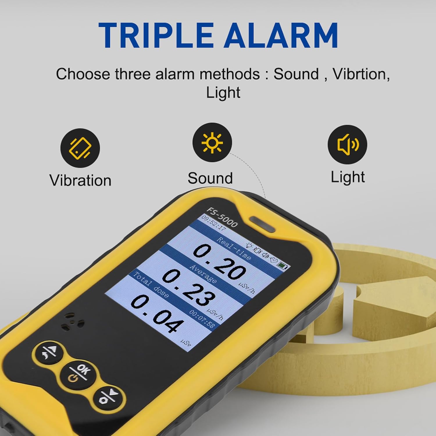 Handheld Radiation Monitor, X Rays Testing Triple Alarm 2.4 in TFT LCD Screen 1800mAh Radiation Monitor Meter for Geological Survey