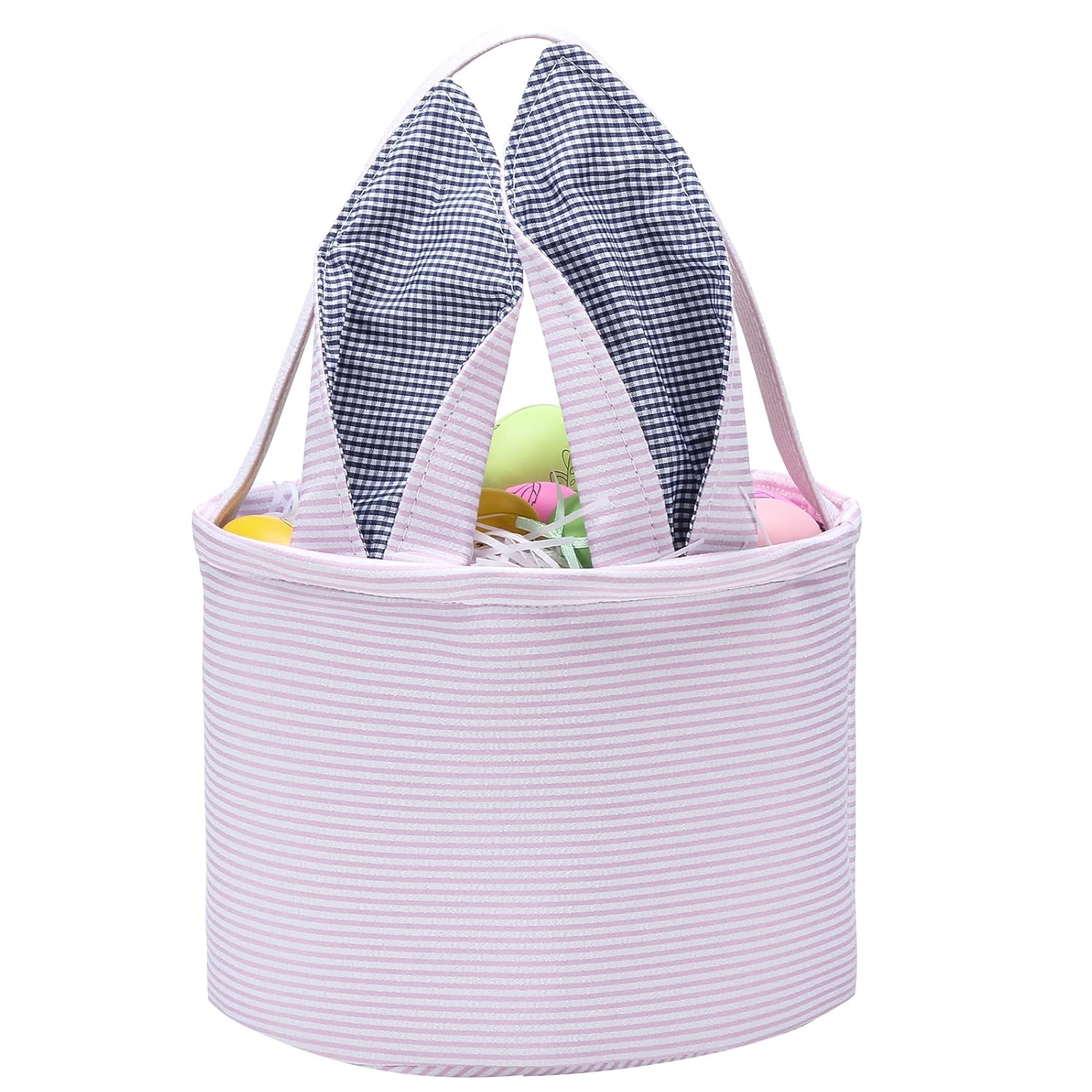 Canasta de conejo de Pascua, bolsas de huevo para niños, lona de algodón personalizado, cesta de huevo de caramelo, conejo con impresión de cola