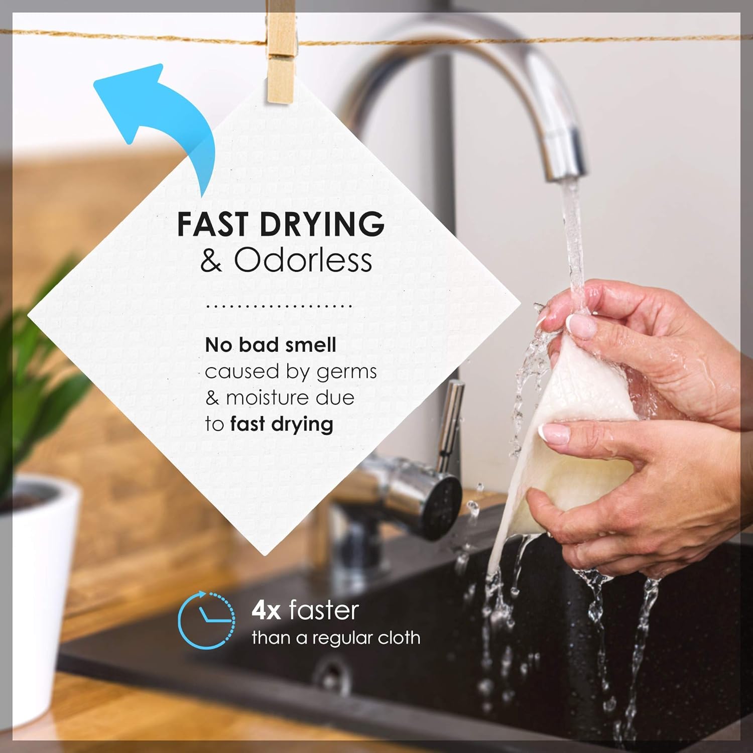 SUPERSCANDI Paquete de 5 paños de cocina suecos para cocina, 100% biodegradables y compostables, reutilizables, lavables, seguros para alimentos y