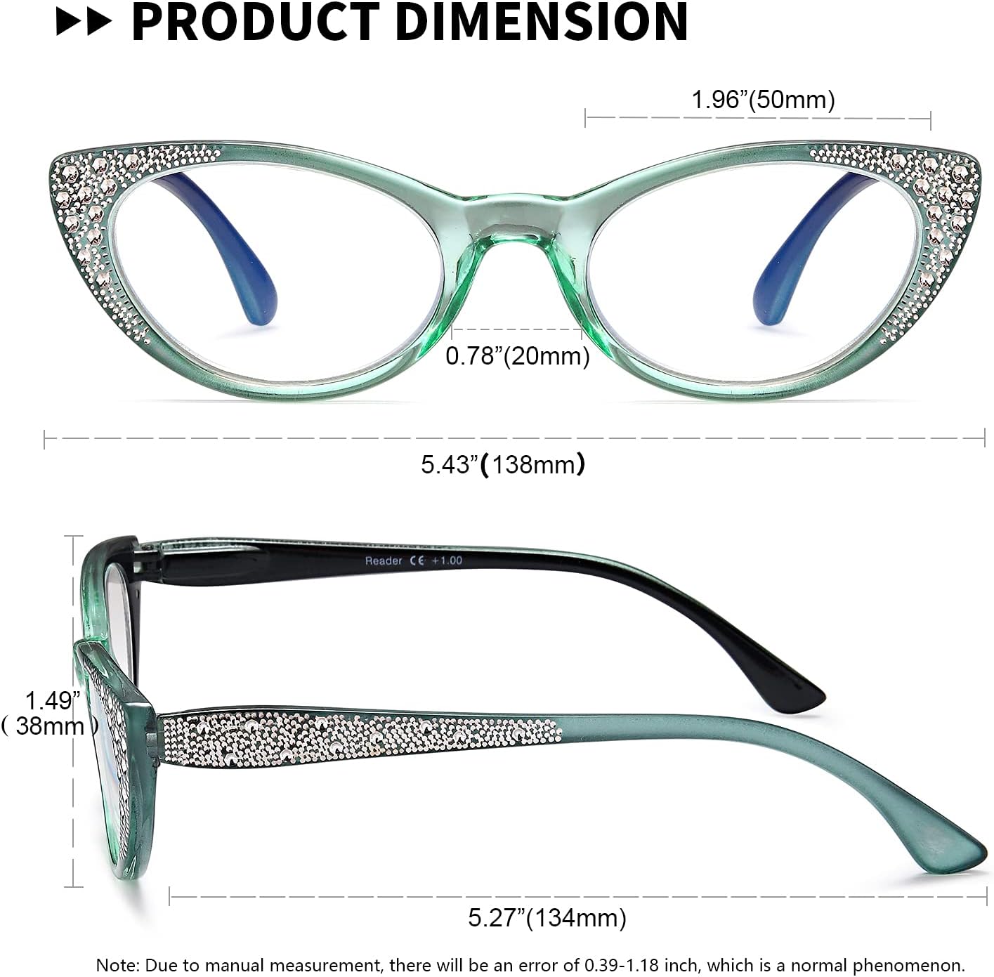 EYEURL Gafas de lectura de ojo de gato para mujer, bloqueo de luz azul, paquete de 3 lentes para lectura de computadora 2.0, bisagra de resorte anti