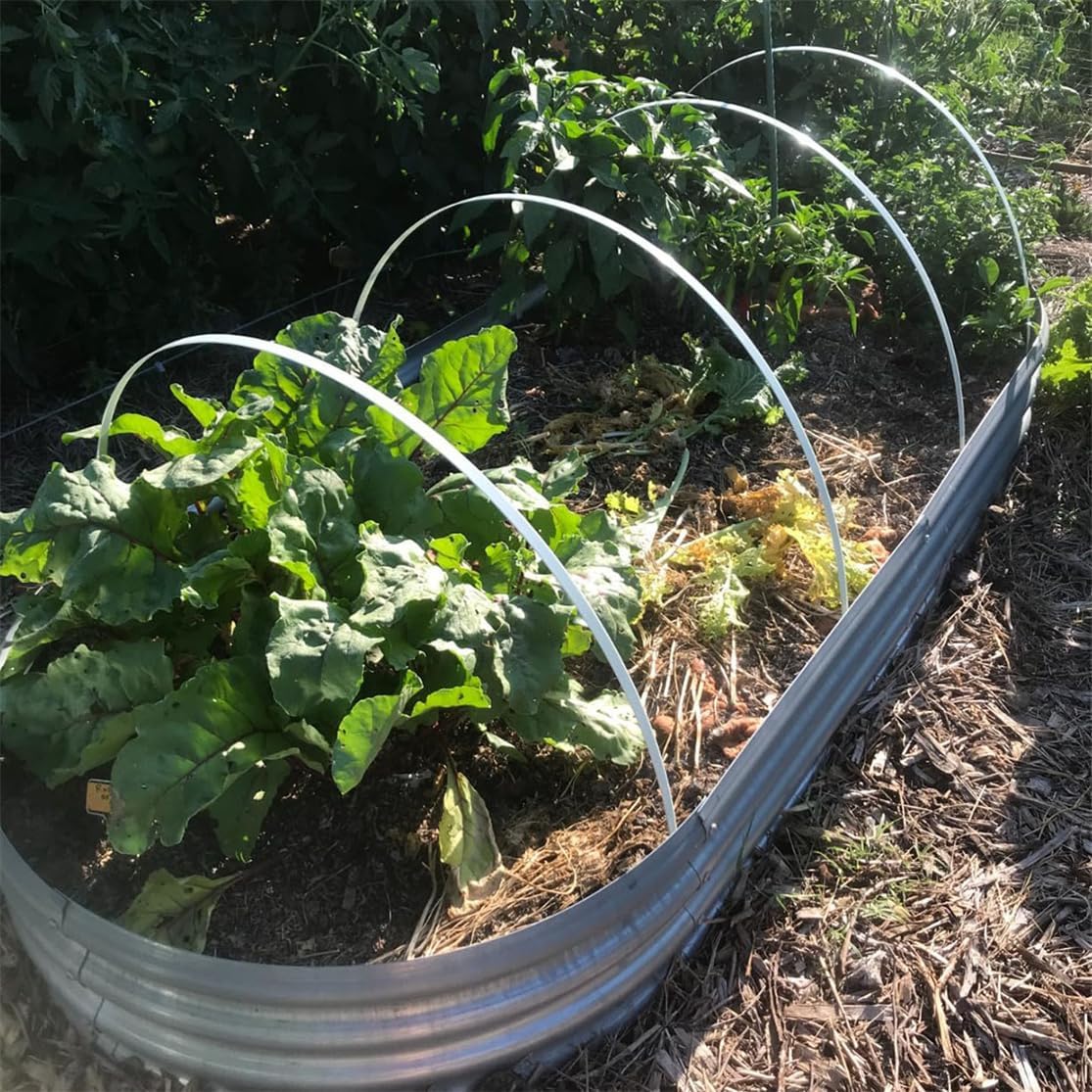 Aros de invernadero para jardín para cama elevada, 6 aros de túnel de cultivo, marco de soporte de fibra de vidrio de 7 pies de largo, estacas de