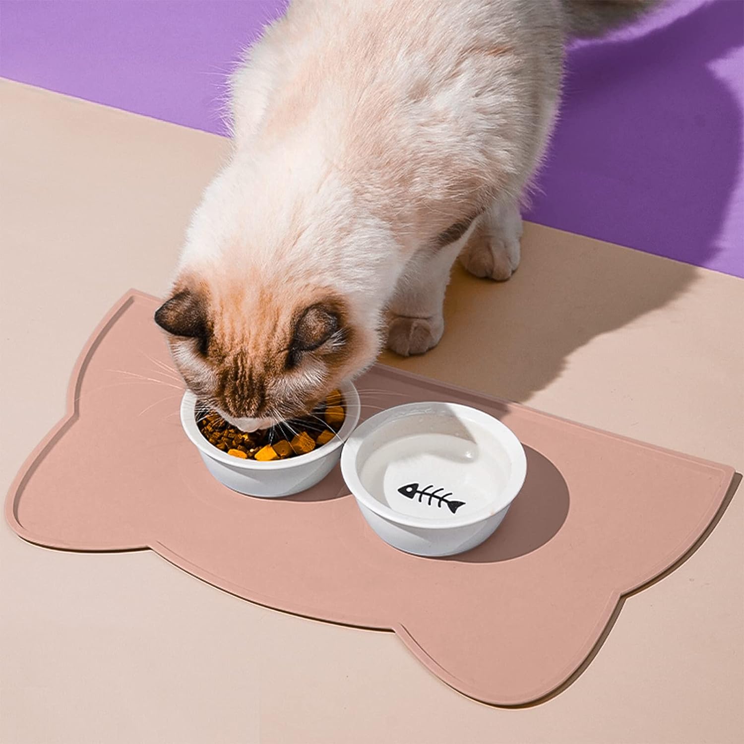 Tapete de silicona para comida para gatos, tapete de alimentación de mascotas para el suelo, antideslizante, impermeable, bandeja para agua para