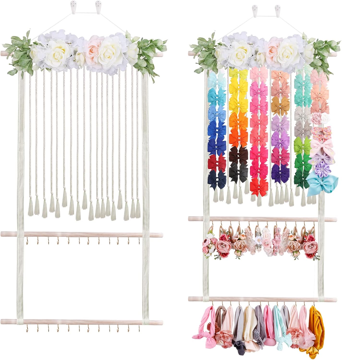 OOSAKU Soporte para diadema para niñas, accesorios para el cabello de bebé, organizador de almacenamiento para colgar en la pared, decoración para