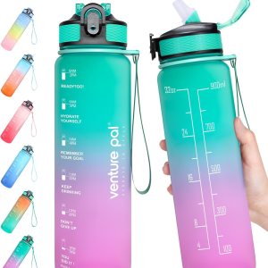 Venture Pal 22 oz 32 oz Sports Water Bottle with Time Marker, Carry Strap and Cleaning Brush – BPA Free, Leak Proof, Straw Lid – Perfect for Fitness Venture Pal 22 oz 32 oz Sports Water Bottle with Time Marker, Carry Strap and Cleaning Brush – BPA Free, Leak Proof, Straw Lid – Perfect for Fitness