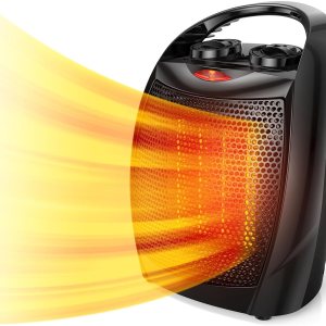 Rintuf Calentador de espacio pequeño, calentador eléctrico de 1500 W, calentador de cerámica de calentamiento rápido PTC con 3 modos, termostato Rintuf Calentador de espacio pequeño, calentador eléctrico de 1500 W, calentador de cerámica de calentamiento rápido PTC con 3 modos, termostato