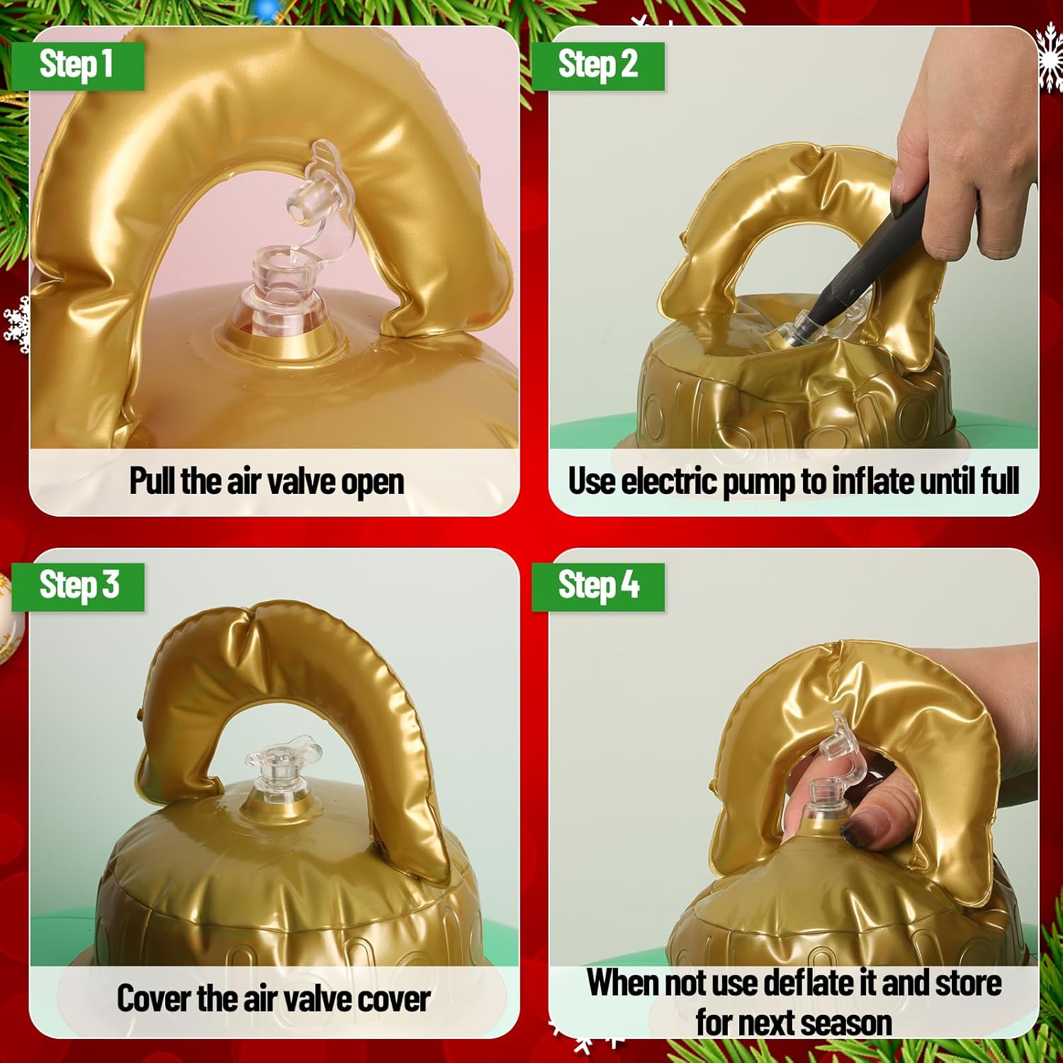 1 adornos inflables de Navidad de 24 pulgadas, adornos gigantes de Navidad de PVC, bolas de adornos de Navidad de gran tamaño para exteriores,