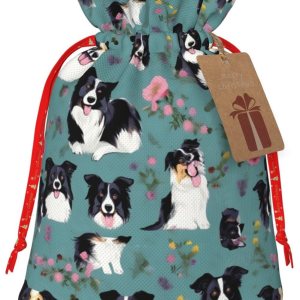 MyPiky Border Collie – Bolsas de regalo de Navidad con estampado floral, bolsas de regalo de 4.7 x 6.9 pulgadas, bolsa de almacenamiento pequeña MyPiky Border Collie – Bolsas de regalo de Navidad con estampado floral, bolsas de regalo de 4.7 x 6.9 pulgadas, bolsa de almacenamiento pequeña