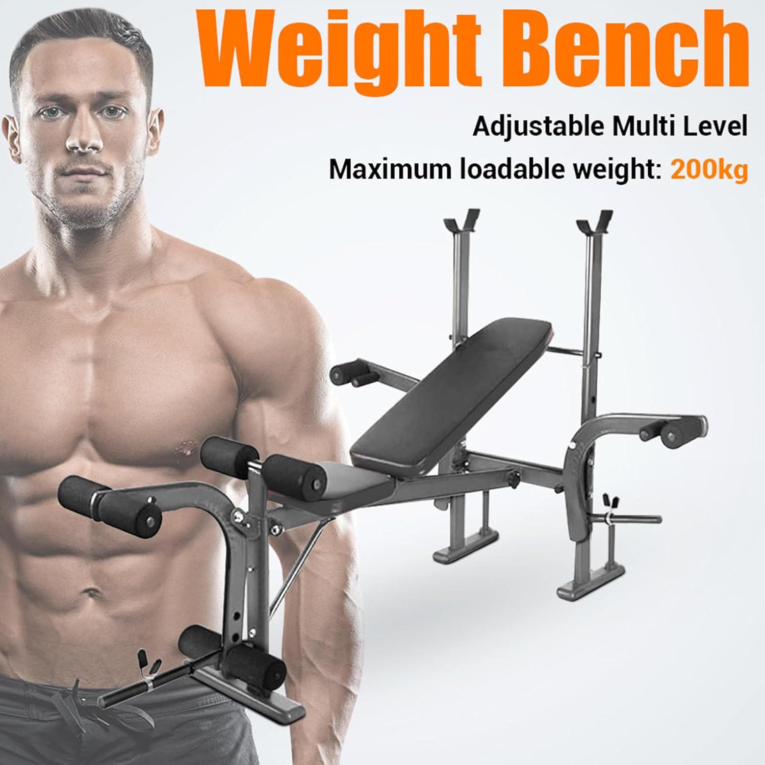 Equipo de entrenamiento de banco de pesas estándar 6 en 1 para gimnasio en casa, entrenamiento de cuerpo completo, juego de prensa de banco, rizo de