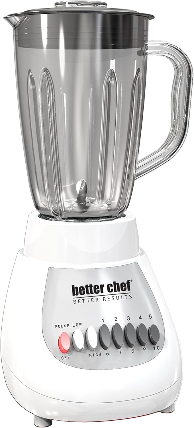 Better Chef Licuadora clásica de 10 velocidades  5 tazas  Tarro de vidrio (blanco)