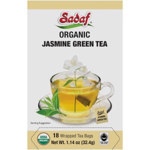 Sadaf Té verde de jazmín orgánico – Bolsas de té de jazmín – Té de flores de jazmín – Halal – Kosher – 18 bolsas de té envueltas Sadaf Té verde de jazmín orgánico – Bolsas de té de jazmín – Té de flores de jazmín – Halal – Kosher – 18 bolsas de té envueltas