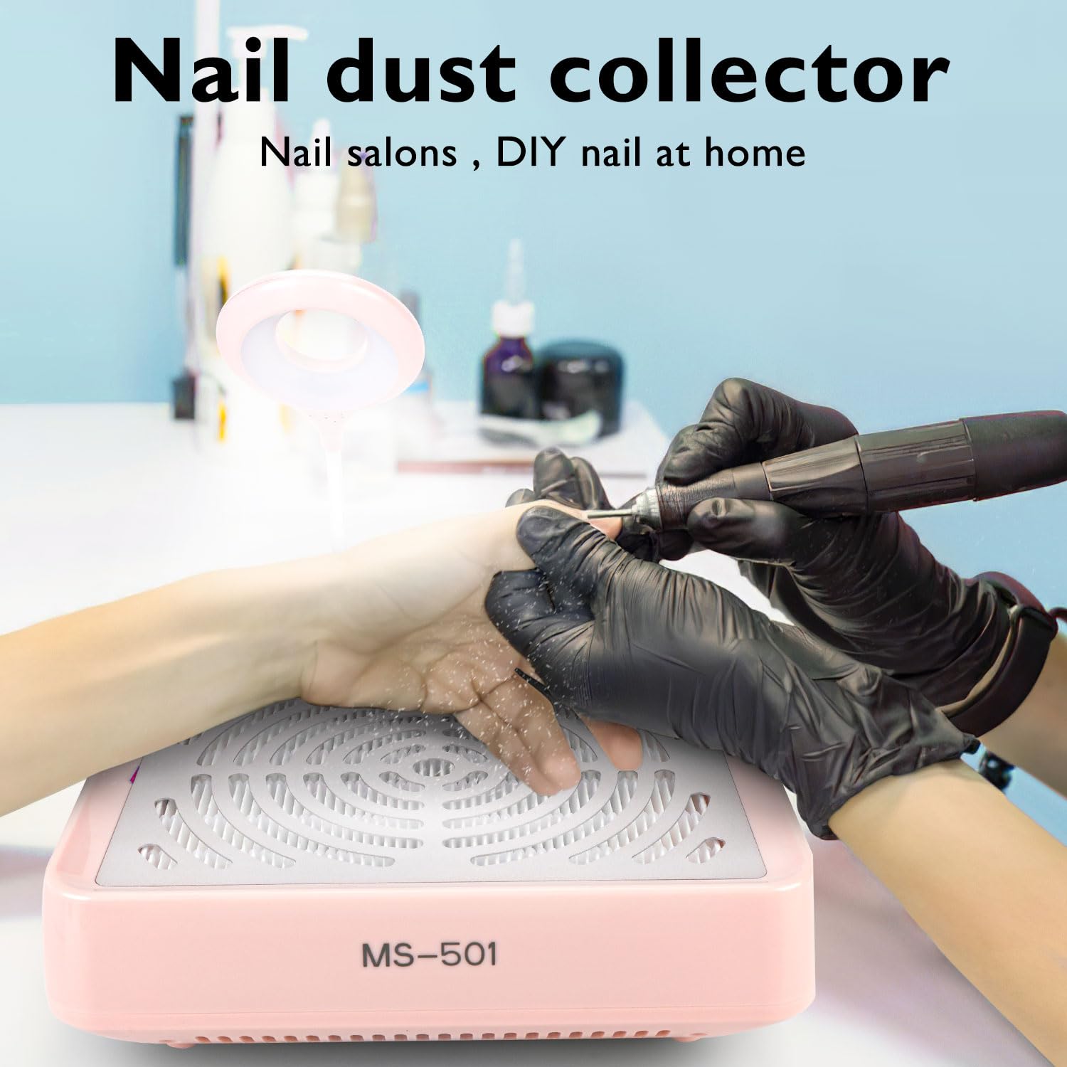 Colector de polvo de uñas, colector de polvo ajustable de 40 W para uñas, colector de polvo profesional para colector de polvo al vacío de uñas,