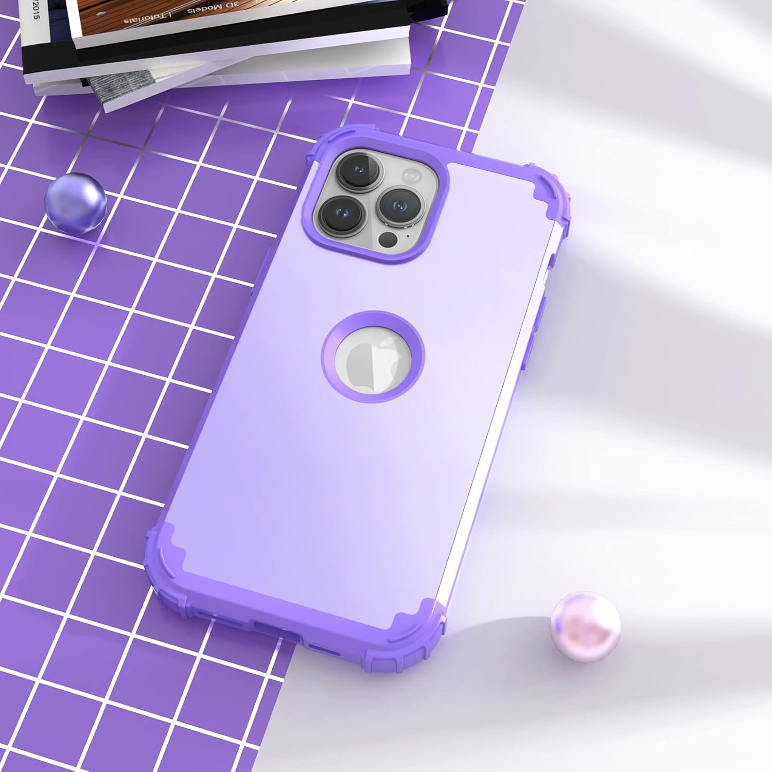 IDweel Funda para iPhone 15 Pro Max con protector de pantalla de vidrio templado, 3 en 1, a prueba de golpes, delgada, híbrida, resistente, cubierta