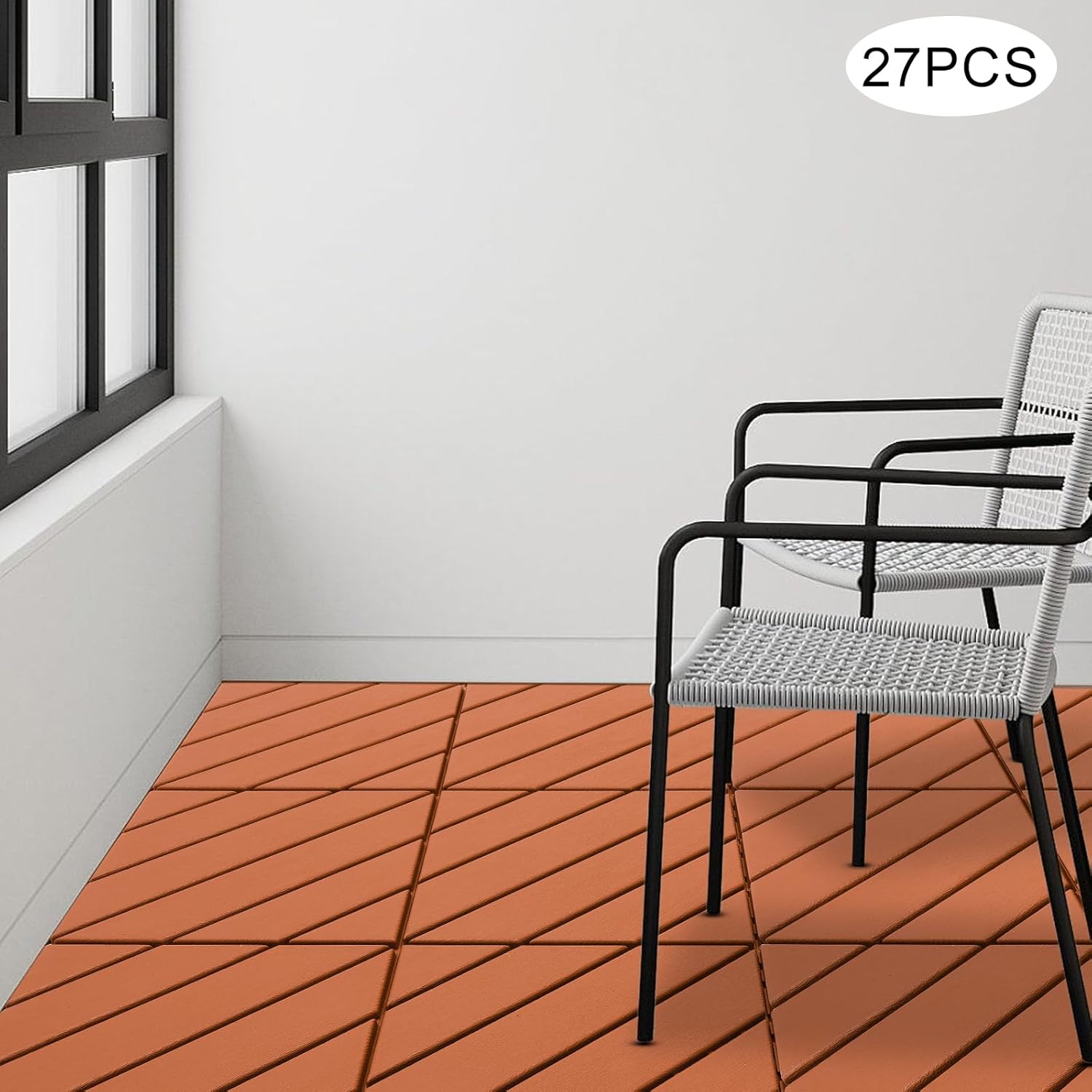 27 piezas de suelos de patio al aire libre, baldosas de plástico entrelazadas de 12 x 12 pulgadas, azulejos entrelazados para terraza al aire libre,