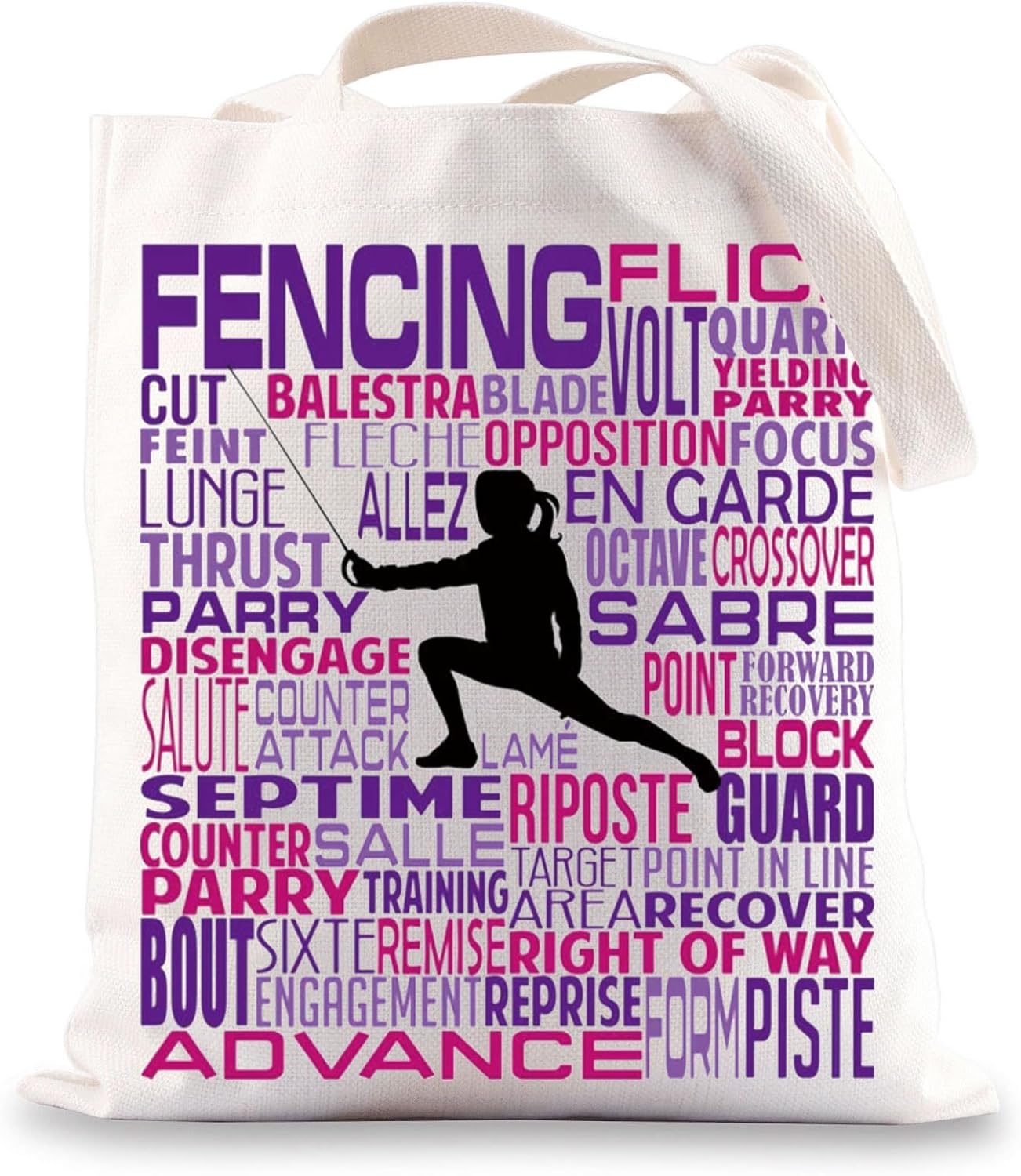 BWWKTOP Esgrima Deporte Tote Bag Esgrima Regalos Esgrima Entrenador Regalo Esgrima Bolso de Hombro para Esgrima Amantes