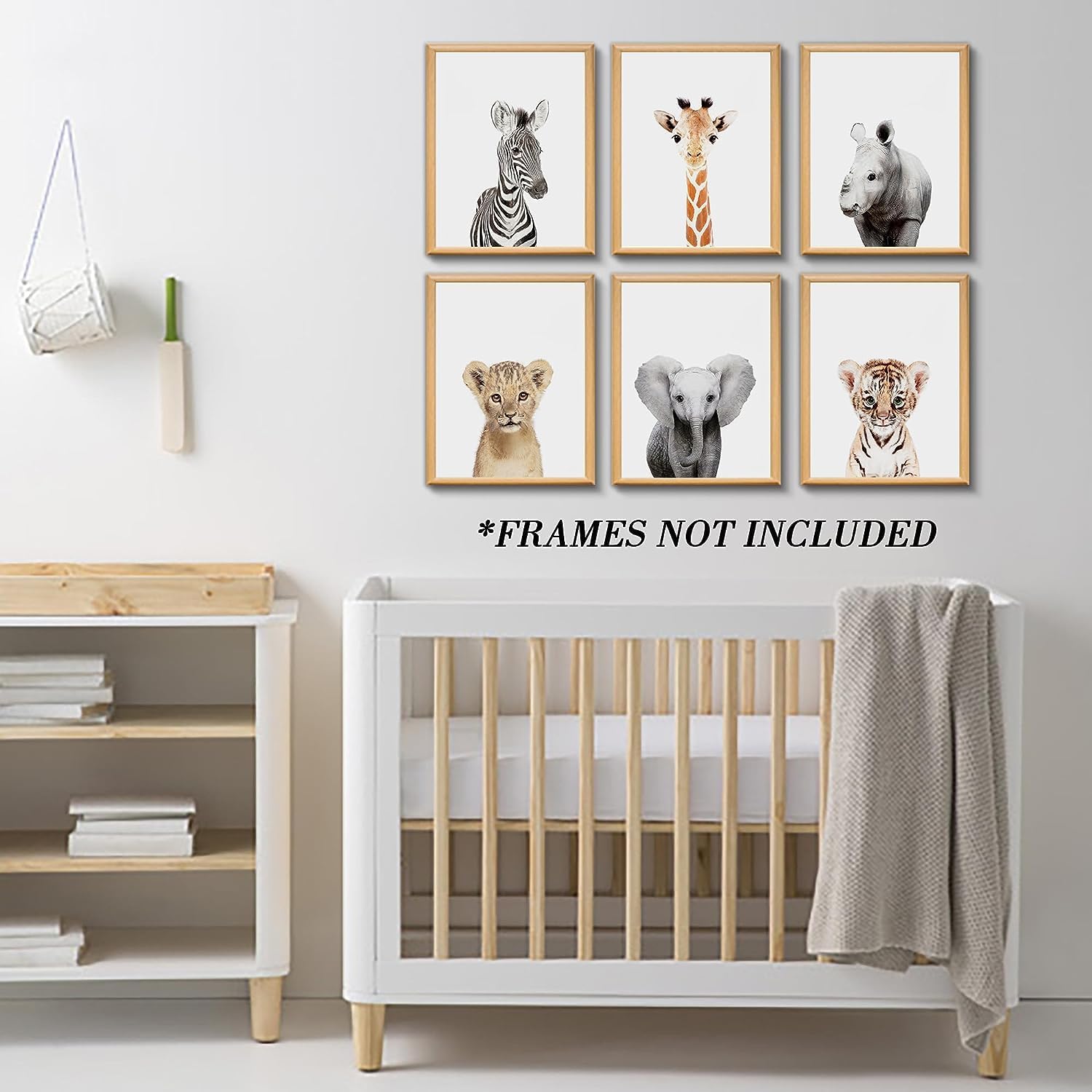 calmart Arte de la pared 6 Decoración para colgar en la pared de animales de la selva sin marco para la habitación de los niños, guardería, fiesta