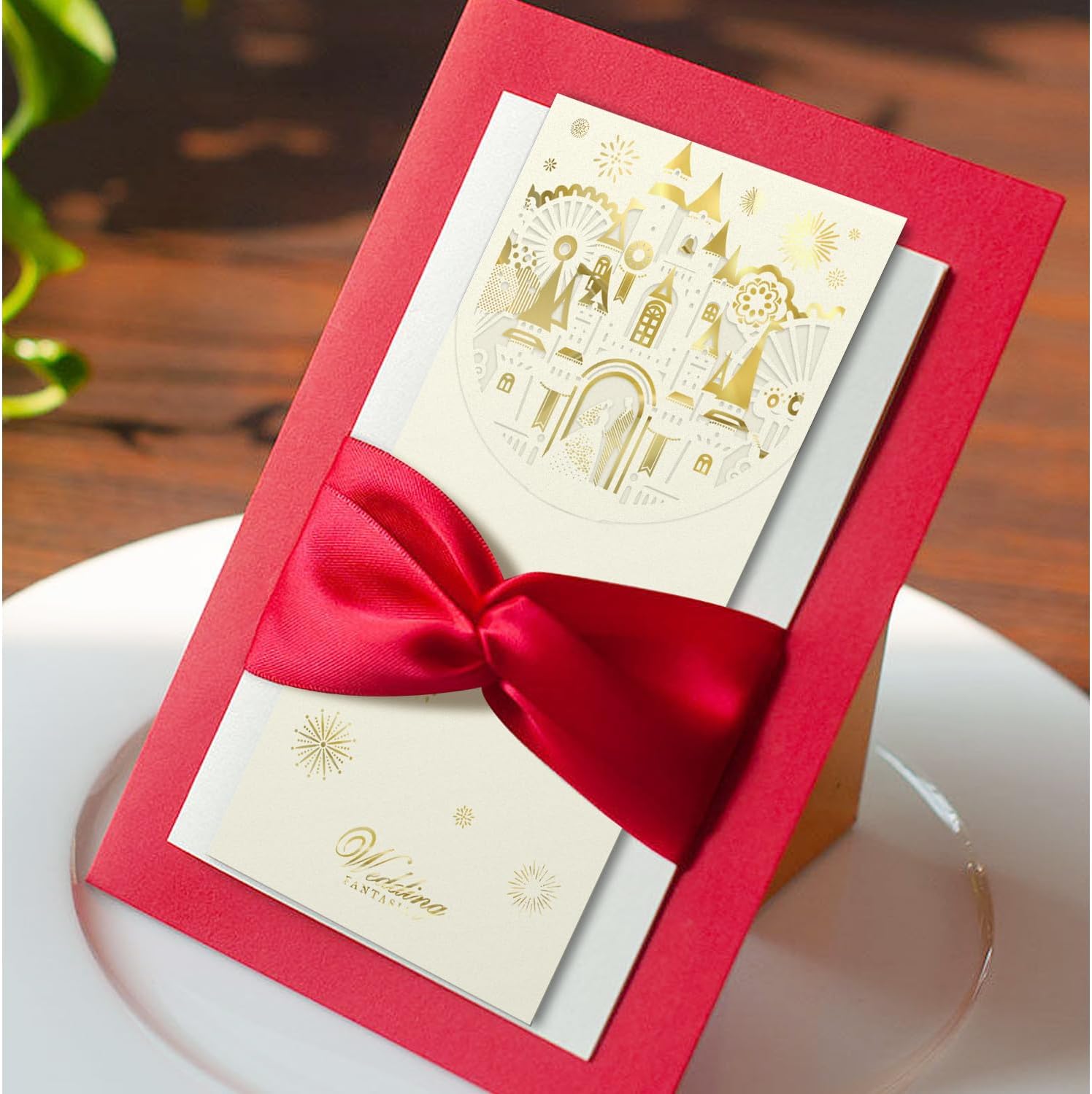 Paquete de 20 sobres de boda por dinero, sobres de regalo dorados cortados con láser Hongbao para efectivo, bolsillo rojo para boda