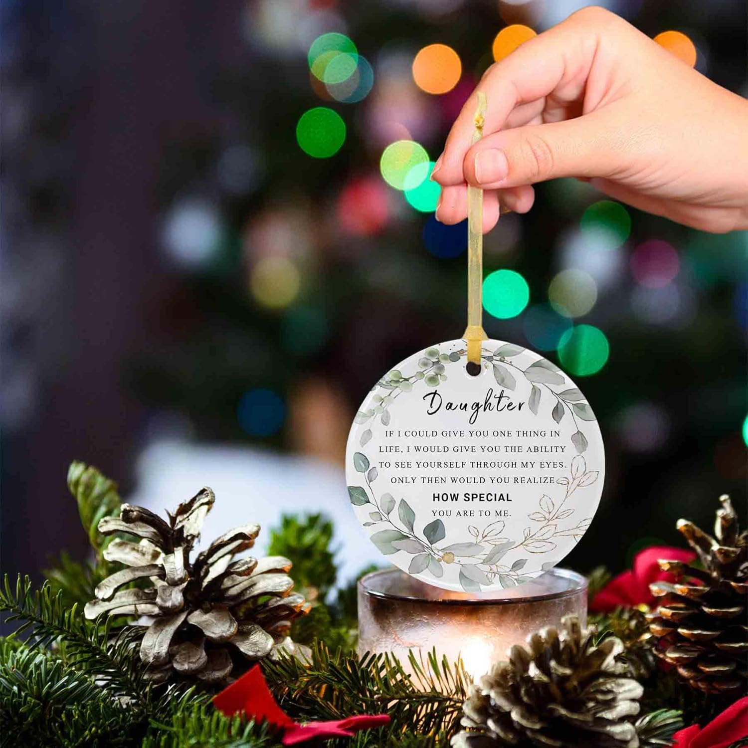 Adornos de regalo para hija de padres 2024, adorno de Navidad para hija para siempre, colgante de mamá papá, regalo de la mejor hija, decoración de