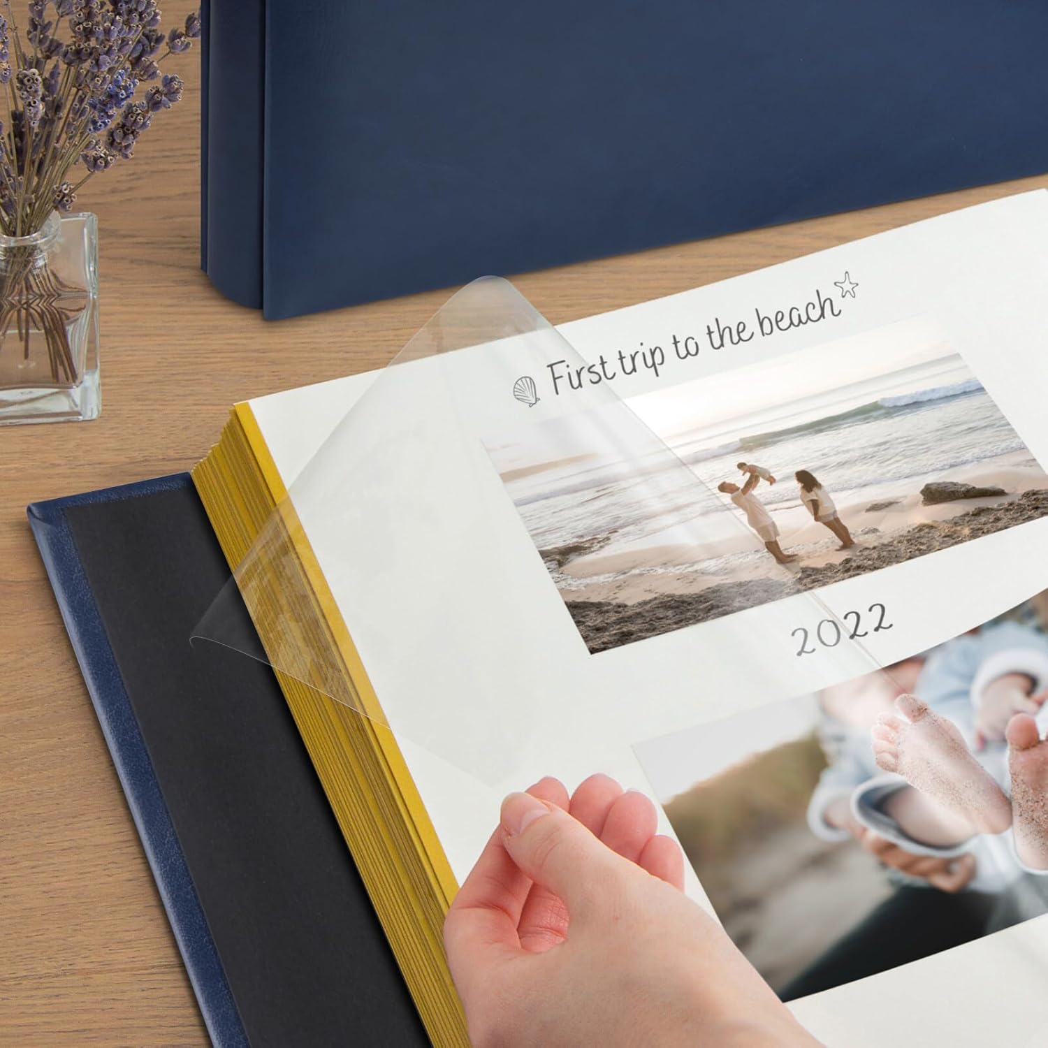 Álbum de fotos autoadhesivo, 80 páginas adhesivas, cubierta de cuero, libro de recortes, libro de fotos para regalos de Navidad, boda, álbumes de
