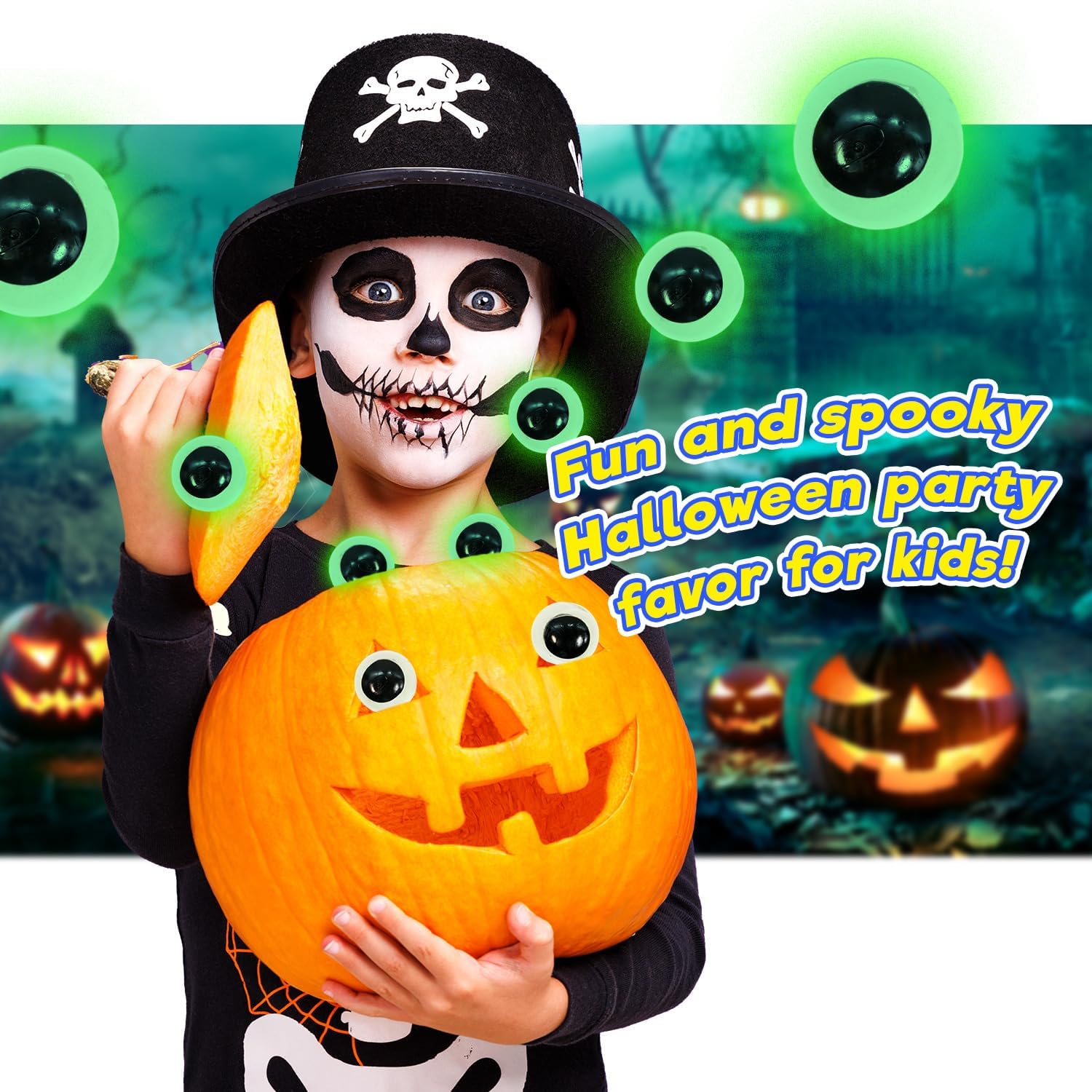 JA-RU Sticky Eyeballs – Escaladores que brillan en la oscuridad (1 paquete de 2)  Juguete blando luminoso para decoración de Halloween y recuerdos