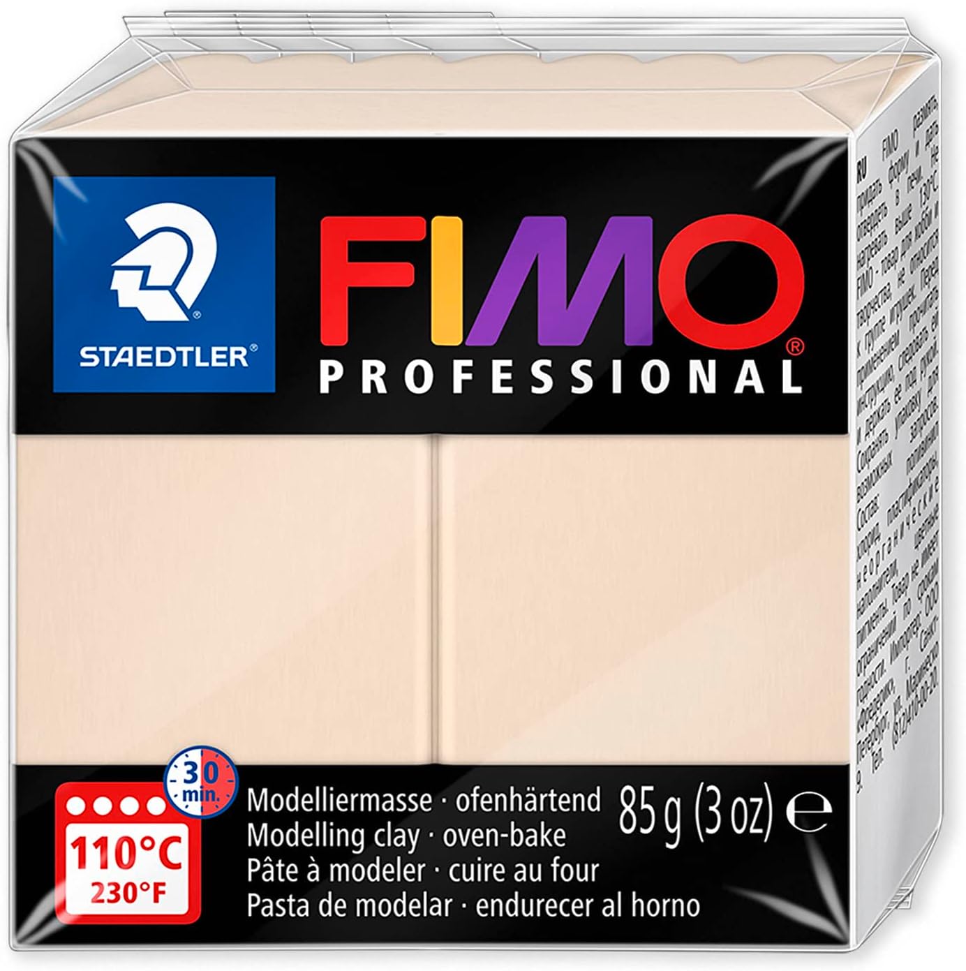 Staedtler 8004 FIMO Professional – Arcilla de modelado polimérica endurecedora para horno, paquete de 4 bloques de 3.00 oz, colores neutros