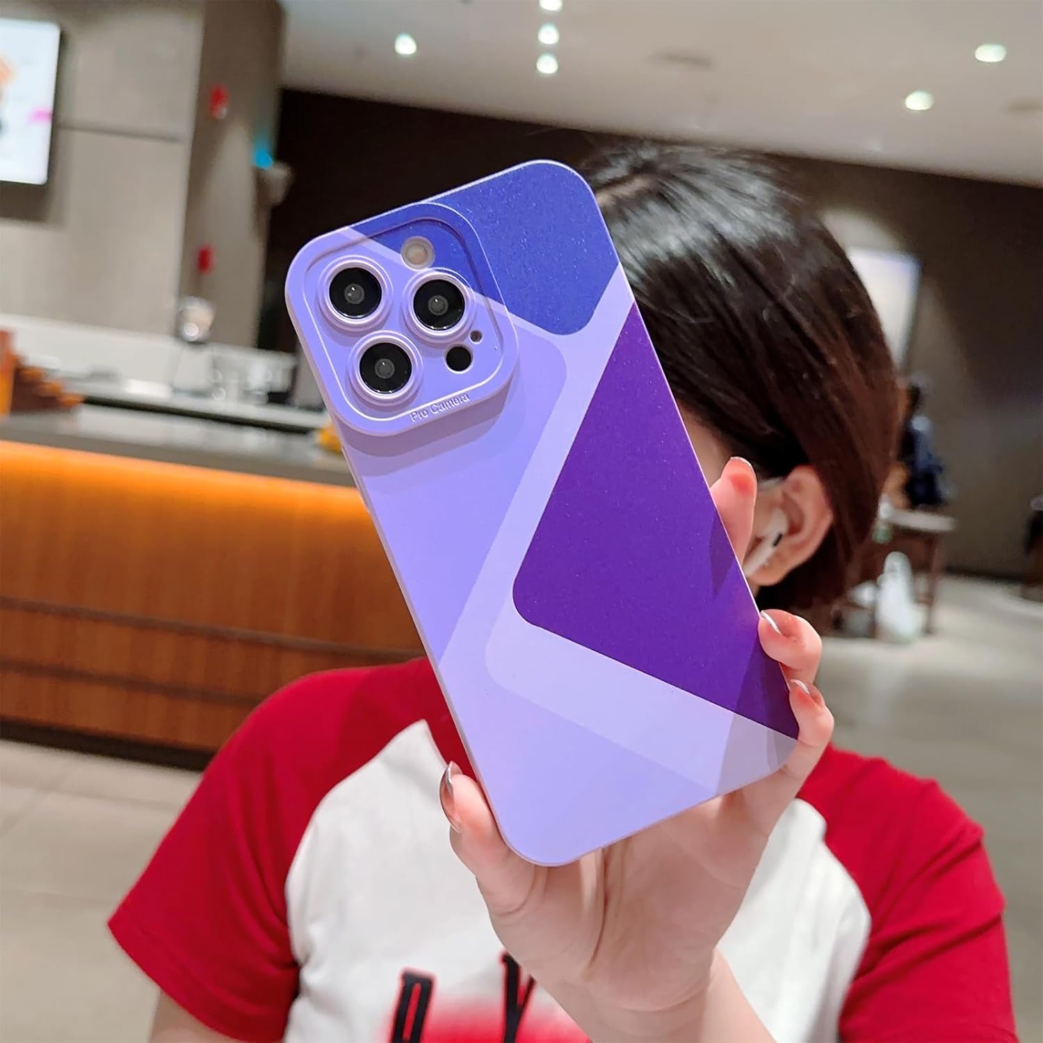 YKCZL Funda compatible con iPhone 14 Pro, bonito patrón de arte geométrico de color empalme para mujeres y niñas, TPU suave resistente al desgaste,