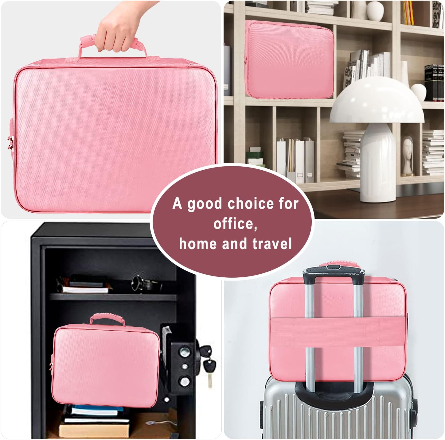DocSafe Bolsa organizadora de archivos con cerradura, bolsa de documentos ignífuga con cremallera resistente al agua, 3 capas portátil de viaje,
