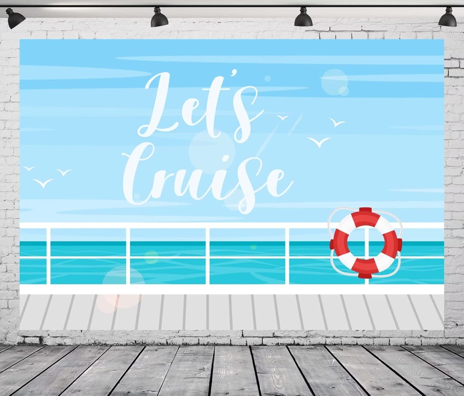 CORFOTO Telón de fondo de fotografía de crucero de dibujos animados de 10 x 6.5 pies, tema náutico, decoración de fiesta de cumpleaños, océano