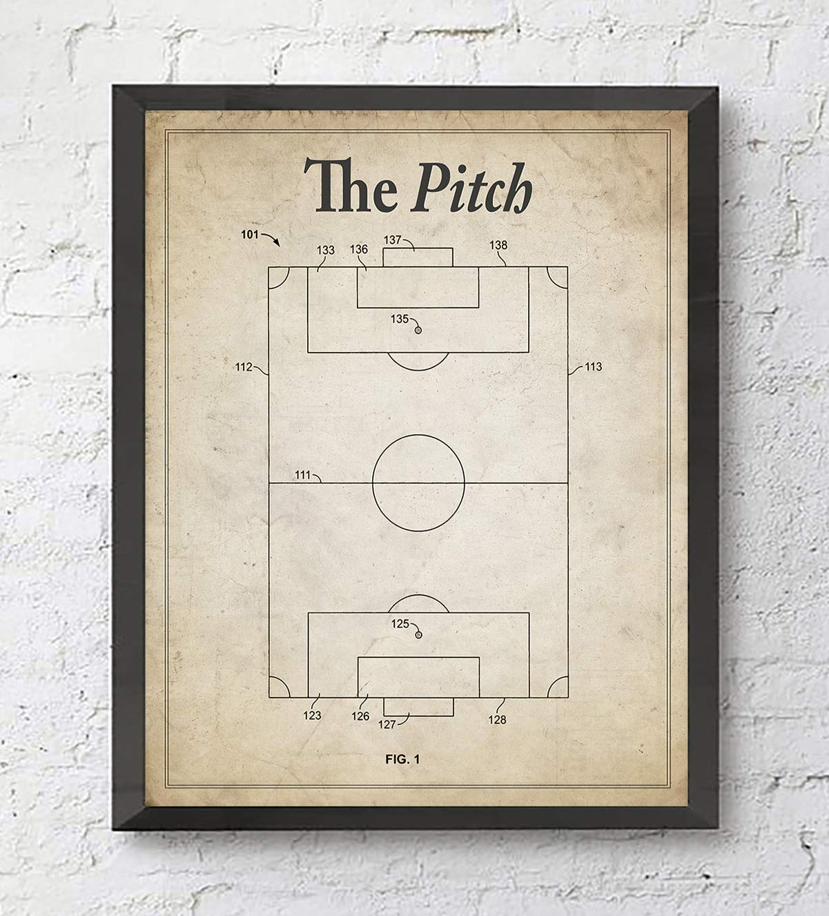 Vintage Soccer Futbol Football Wall Patent Art Prints with Slogans, Set of 4, Unframed, Soccer Ball, Cleat, Goal, Pitch Patent Wall Decor Art, All