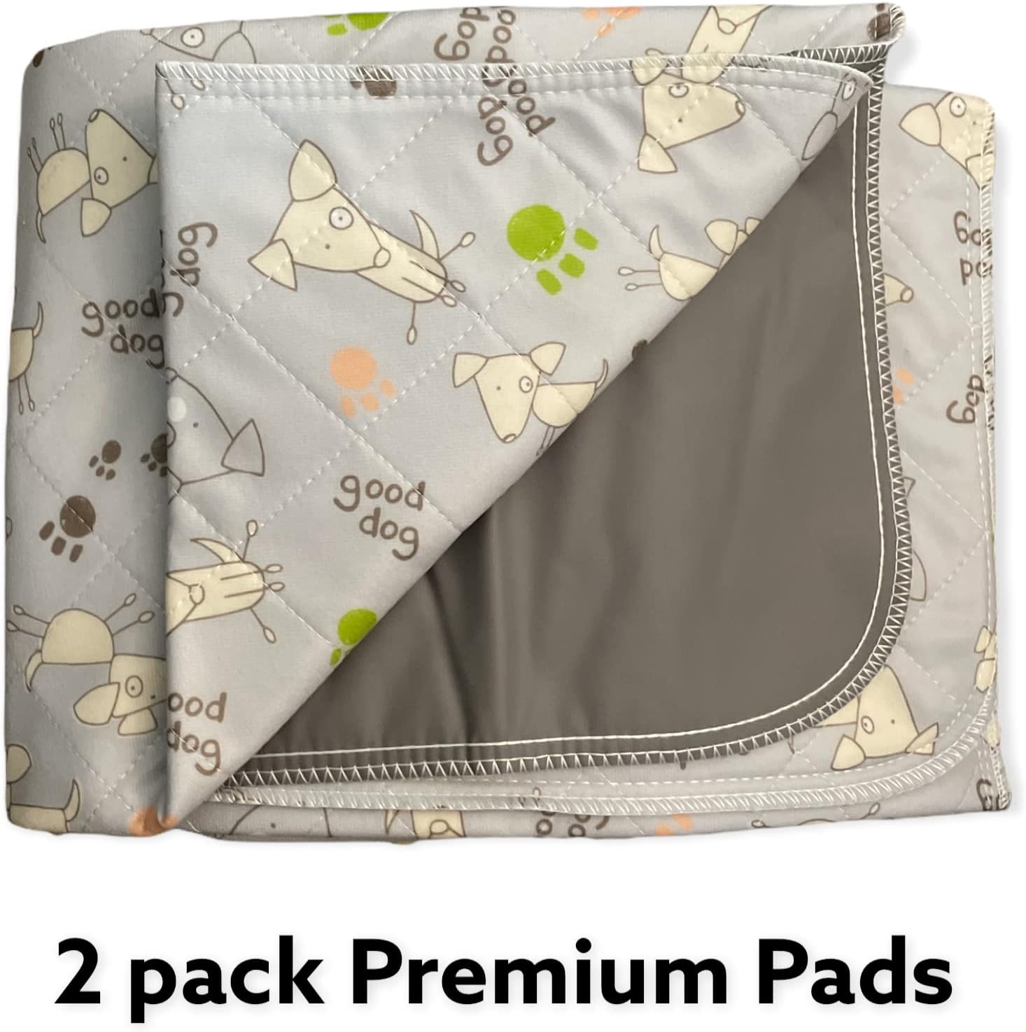 ChewieMac Almohadillas lavables para orinar para perros (paquete de 2 unidades), patrón gris, 28 x 31 pulgadas, grandes, reutilizables suministros