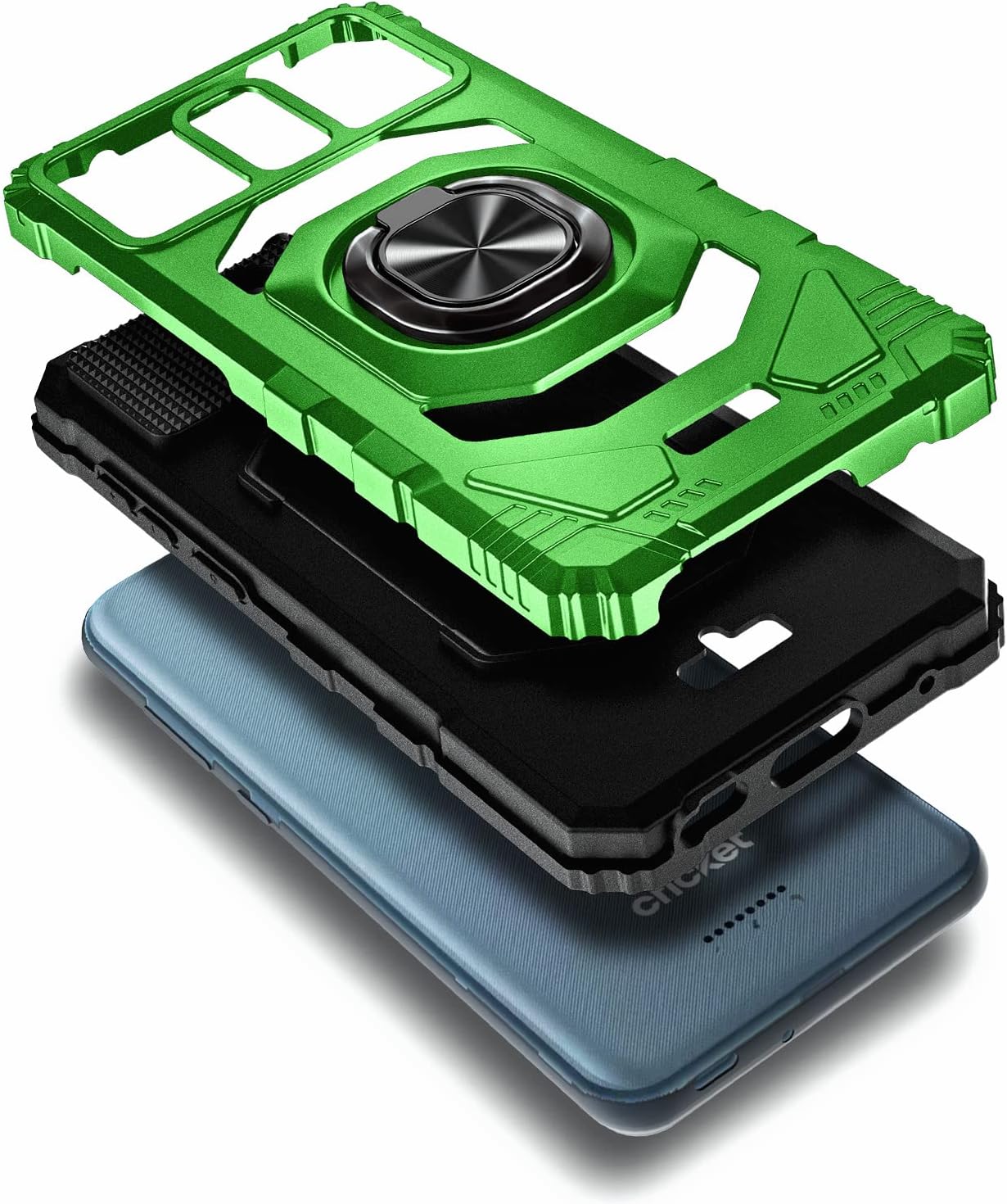 NZND Funda para AT&T Calypso (U318AA)Cricket Vision 3 con protector de pantalla de vidrio templado, protección de cuerpo completo grado militar,