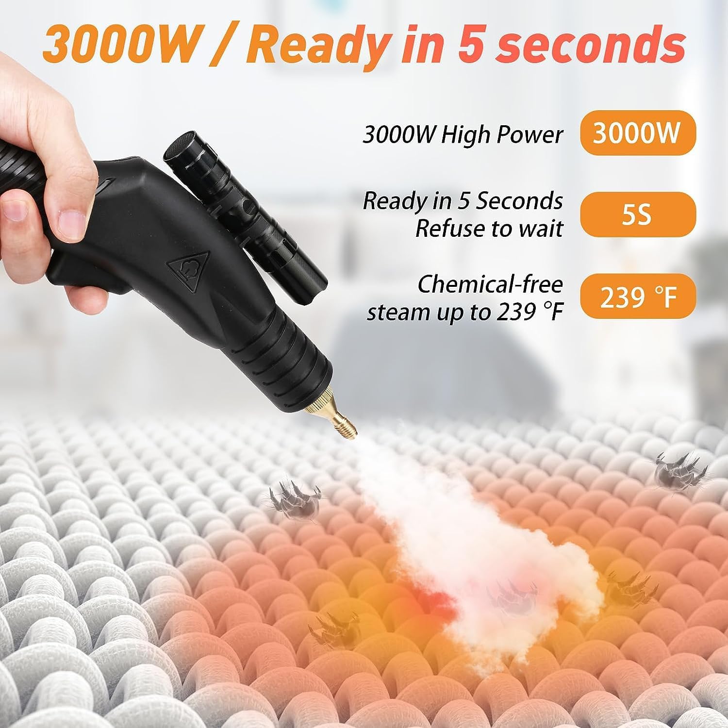 Limpiador a vapor, 1700 W3000 W, limpiadores de vapor de alta presión de alta temperatura, máquina de limpieza de vapor para eliminación de manchas,