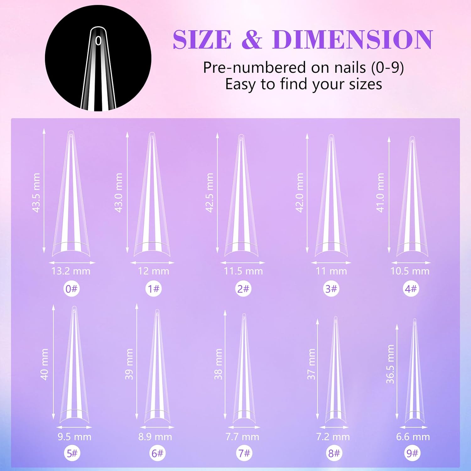 Puntas de uñas transparentes de aguja para uñas acrílicas, puntas de uñas postizas tipo stiletto largas XXL, puntas de uñas acrílicas de forma