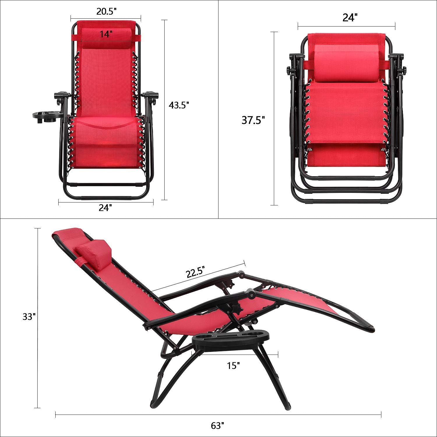Devoko Patio Zero Gravity – Silla plegable para exteriores, sillas reclinables ajustables para el lado de la piscina, con silla de césped con