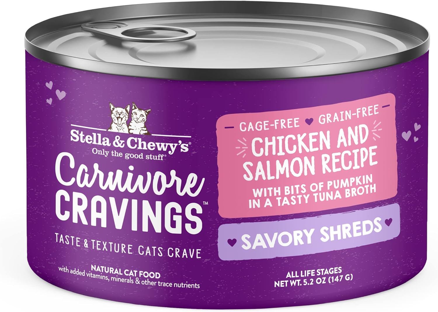 Stella & Chewy’s Carnivore Cravings Savory Shreds Latas  Alimento húmedo para gatos sin granos, rico en proteínas, receta de pollo sin jaula y