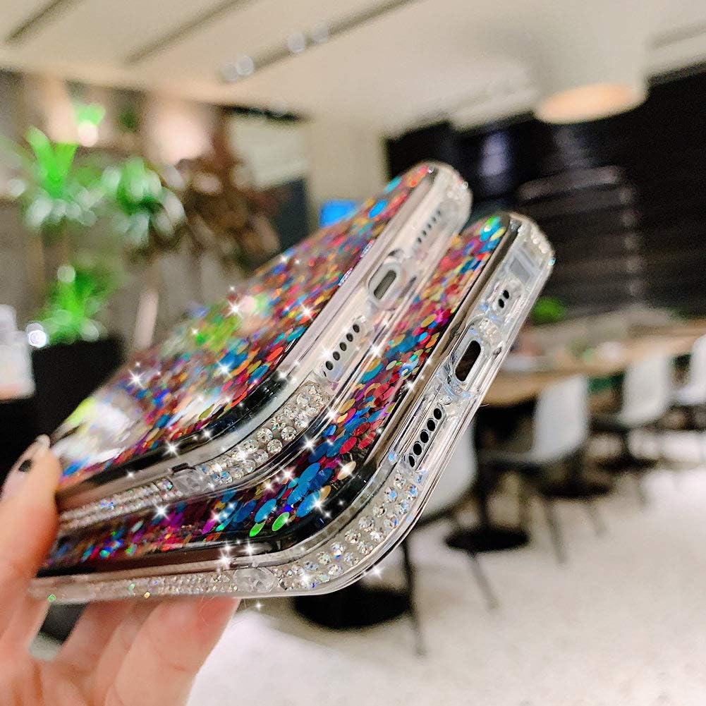 BANAILOA Funda brillante para iPhone 11 Pro Max para mujer, funda de lujo con purpurina y diamantes de imitación, diseño de cubierta dura protectora