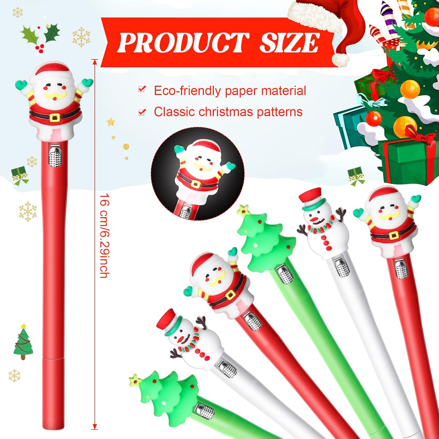 Meanplan 36 bolígrafos LED de Navidad, bolígrafo de escritura con luz para estudiantes, bolígrafo ligero y divertido para Navidad, decoración del