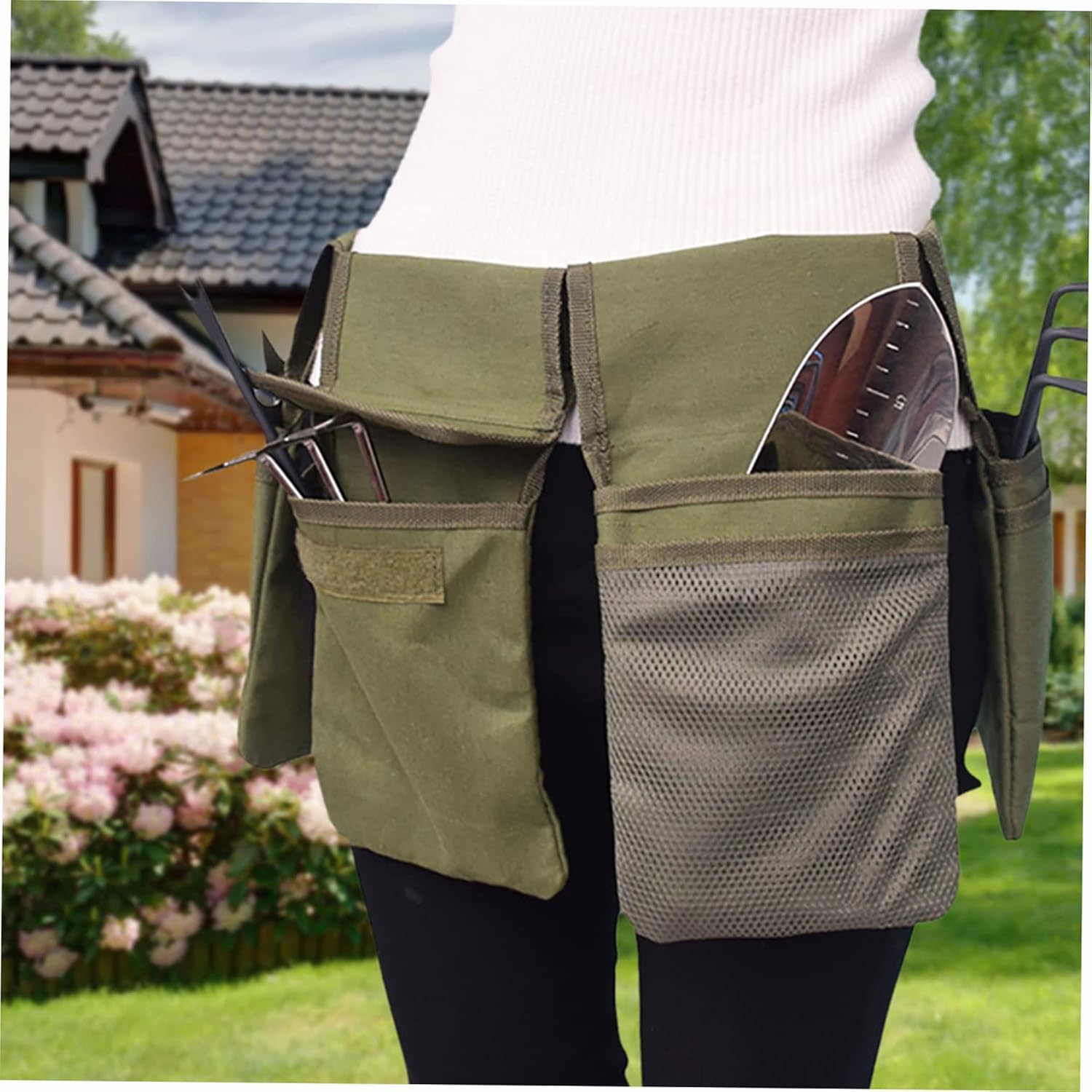 Cinturón de herramientas de jardín, delantal de cintura de lona con bolsillos, kit de jardinería, bolsa de mano, organizador para el hogar, kit de