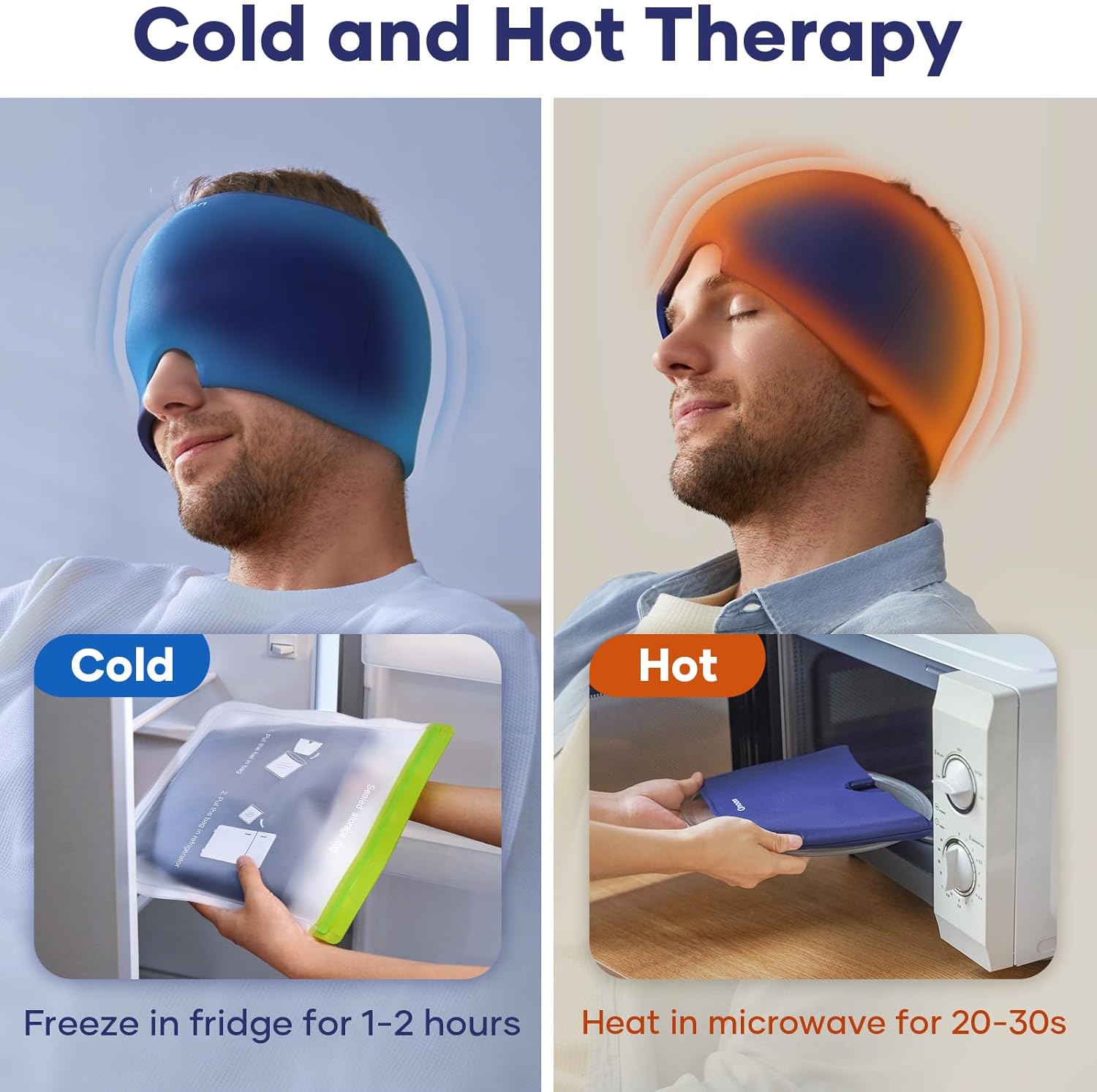 Gorro para aliviar la migraña, productos para aliviar el dolor de cabeza de migraña, máscara de gel refrescante para migraña, tensión, estrés y
