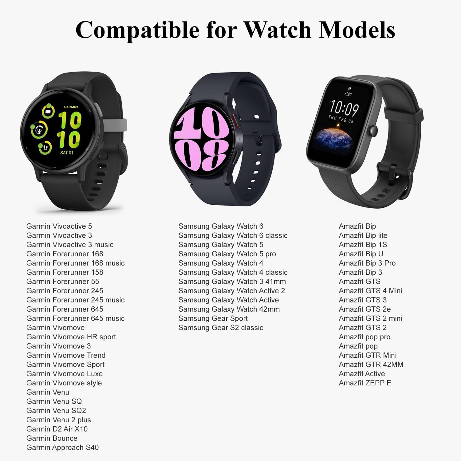 Anuoli Correa de repuesto compatible con Garmin Forerunner 245, 0.78 pulgadas para Galaxy Watch 55 Pro, Garmin Vivoactive 3 Forerunner 645245 Music