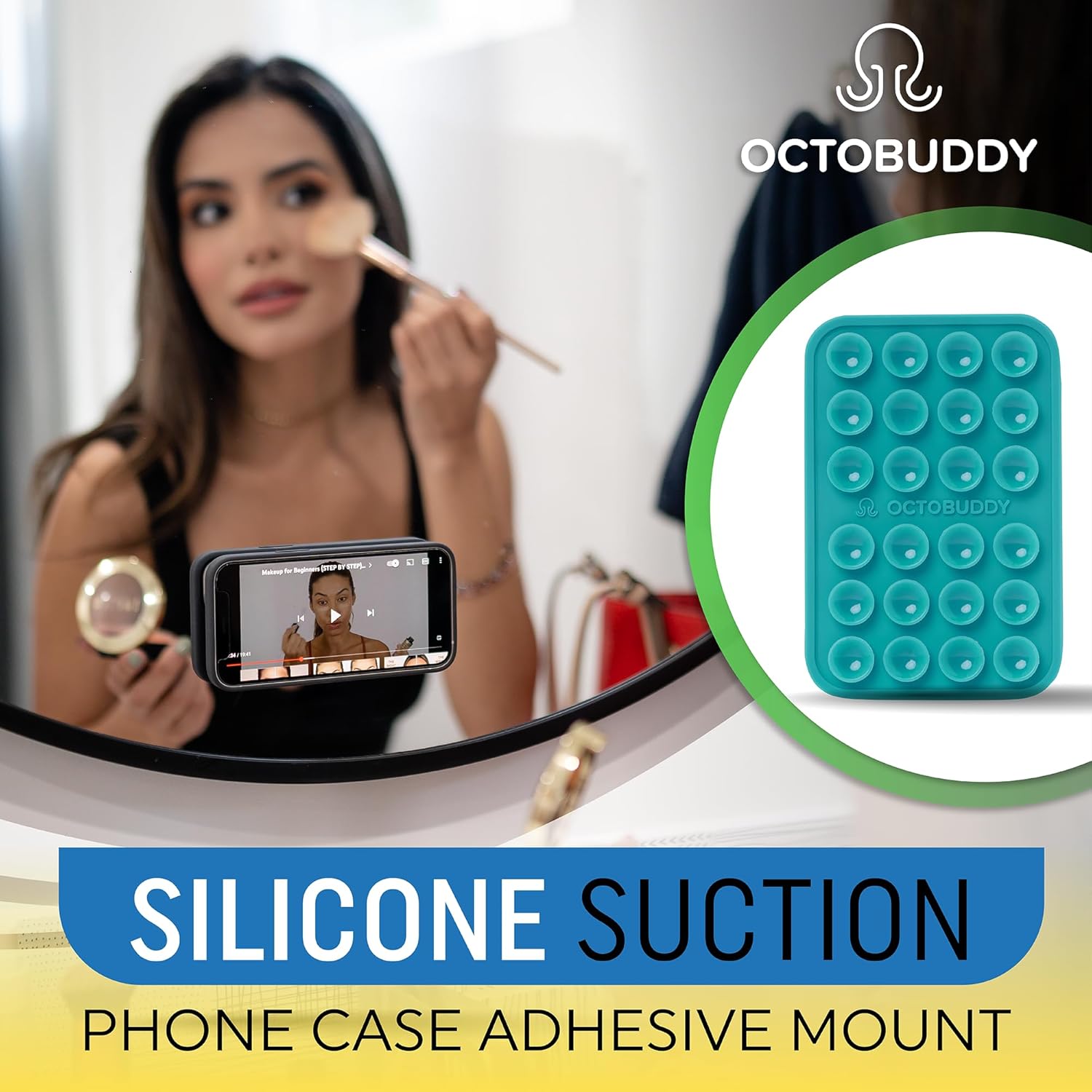 OCTOBUDDY MAX  Funda adhesiva de silicona con succión para teléfono  Compatible con iPhone y Android, soporte antideslizante para accesorios móviles
