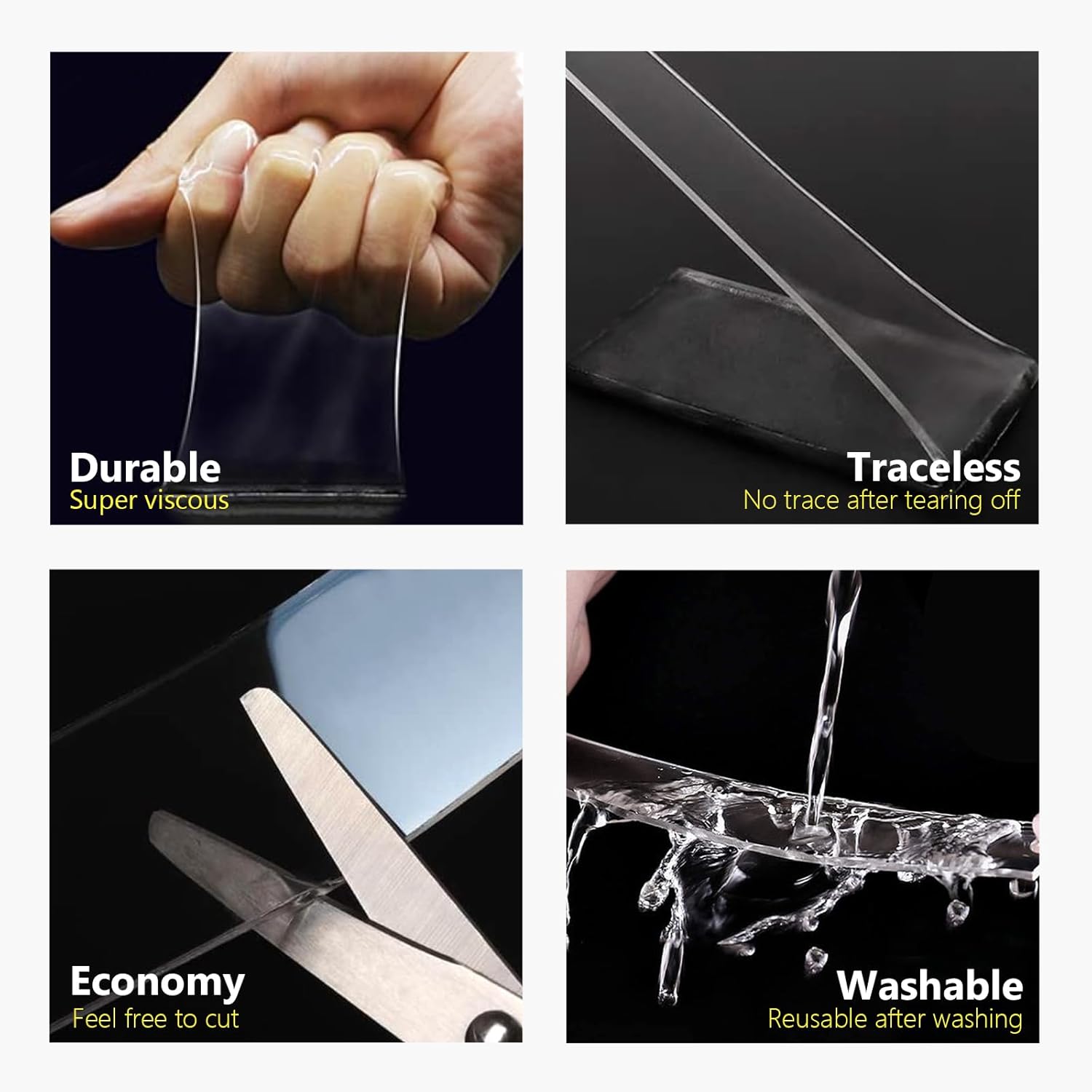 Cinta de doble cara resistente, material nano-acrílico, lavado y reutilizable, autoadhesivo, protección del medio ambiente, cinta de pared