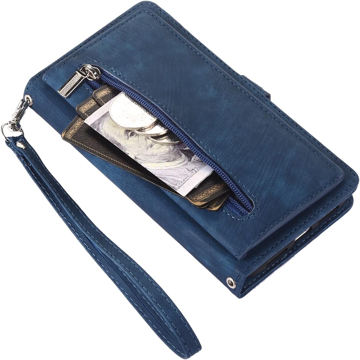 Asuwish Funda de teléfono para iPhone XR 6.1 con protector de pantalla de vidrio templado y cremallera abatible de cuero para tarjeta de crédito
