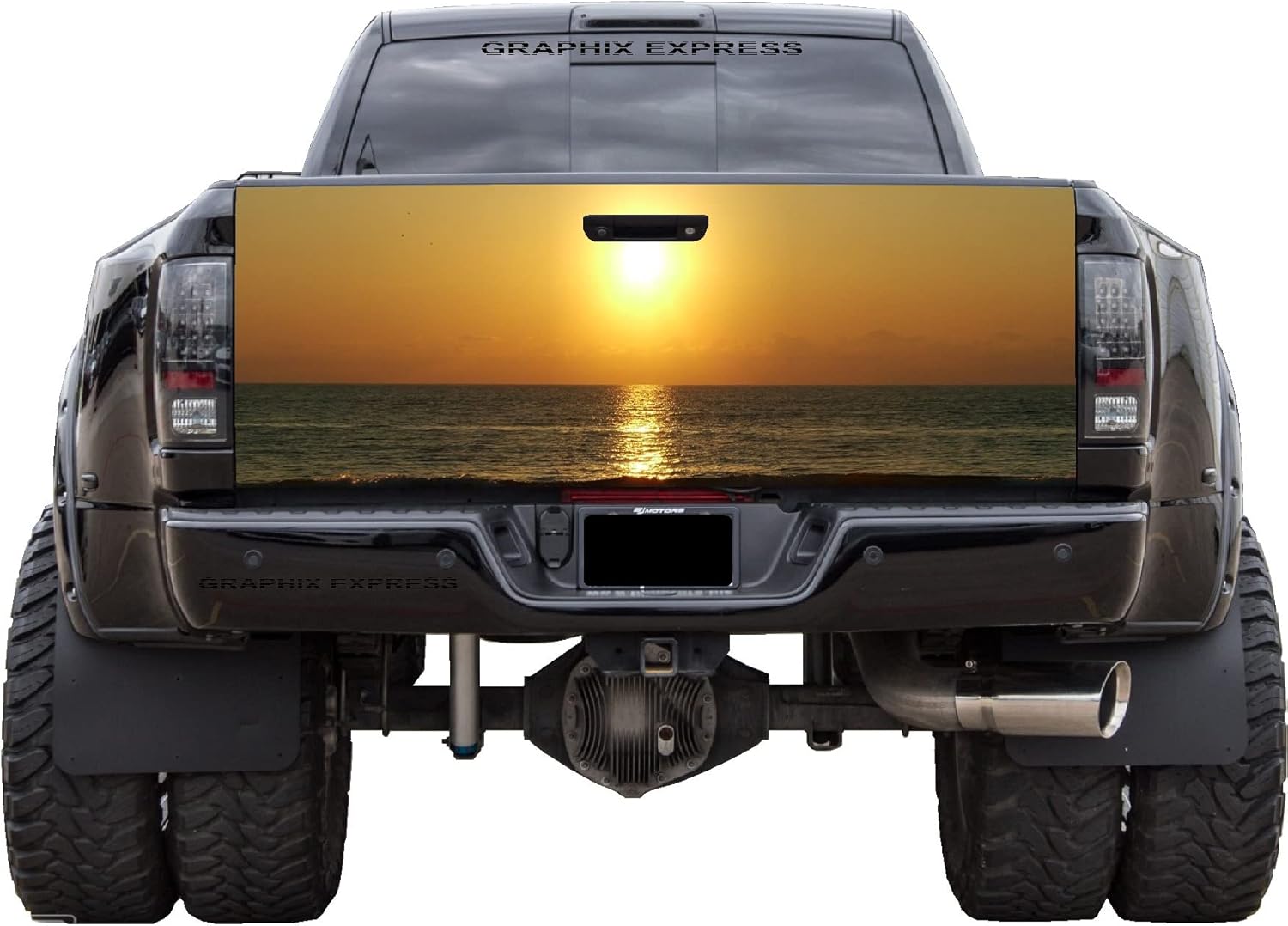 GRAPHIX EXPRESS Calcomanía para puerta trasera de camioneta (T171 Ocean Sunset) para puerta trasera, calcomanías para camionetas, calcomanías
