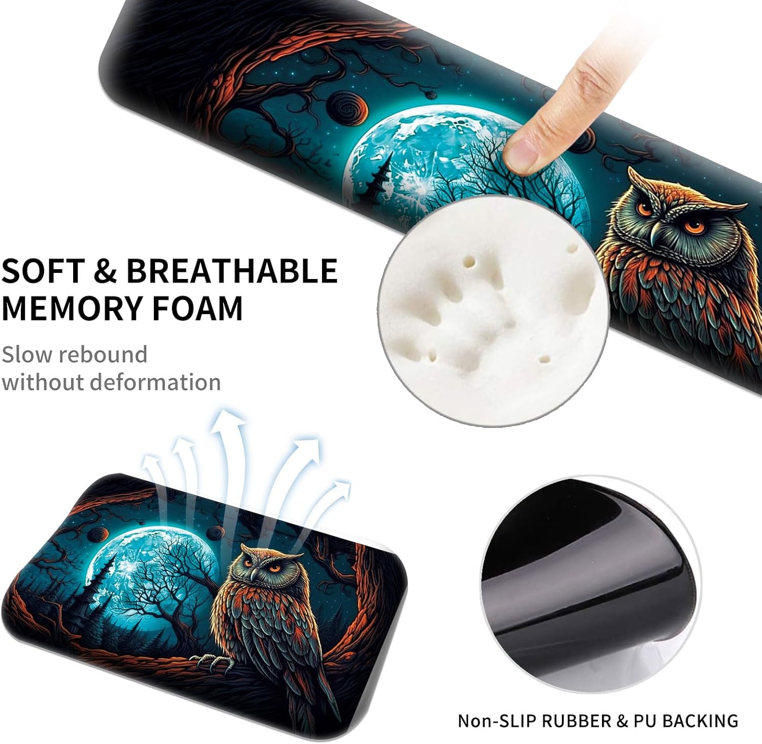 Reposamuñecas para teclado + coderas de escritorio (juego de 3 unidades), reposamuñecas de gel de espuma viscoelástica para teclado y mouse, cojín